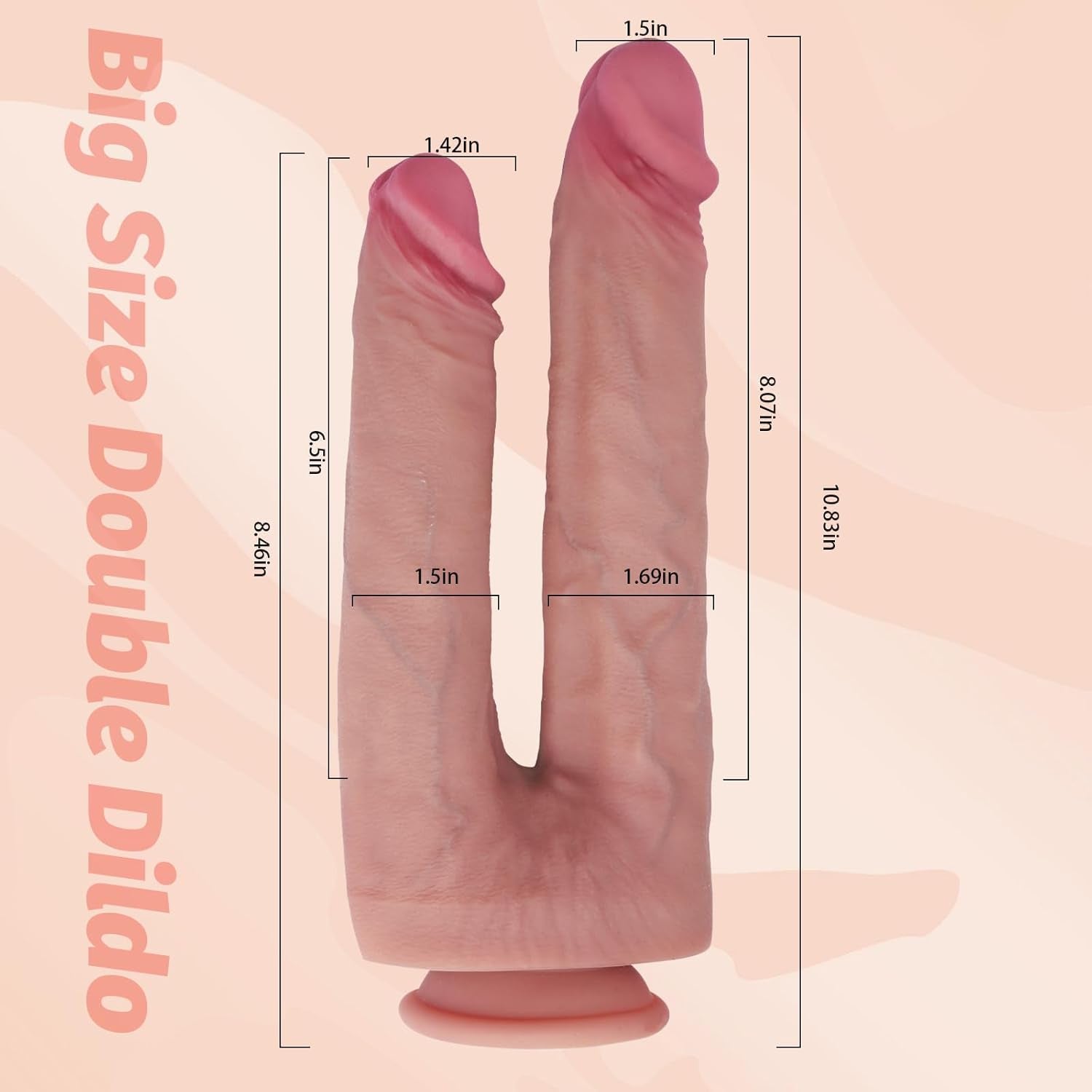 Huge Double Dildo Sex Toys, Realistic Double Sided Dildos for G-Spot Anus Dual Pleasure, Silicone Anal Dildos with Suction Cup, Big Thick Dildo Flexible Adult Toys for Women Men Lesbian, 10.8”