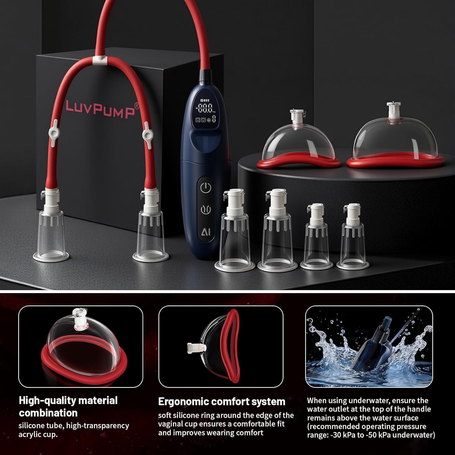 VelatriX Electric Pussy Pump 8 Cup Kit - SinfulX - Personal Care > Sexual Wellness > Pussy Pump