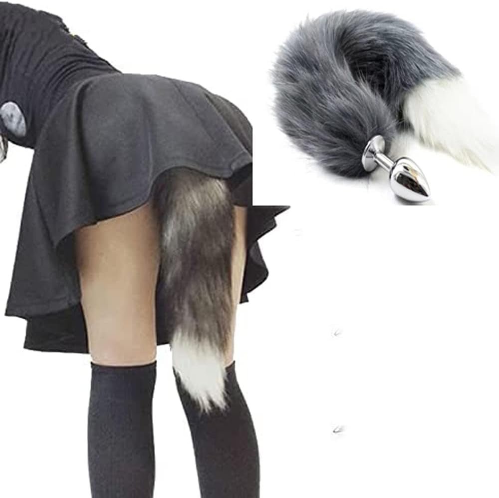 SilverFrost Small Steel Tail Butt Plug Gray White - SinfulX - 