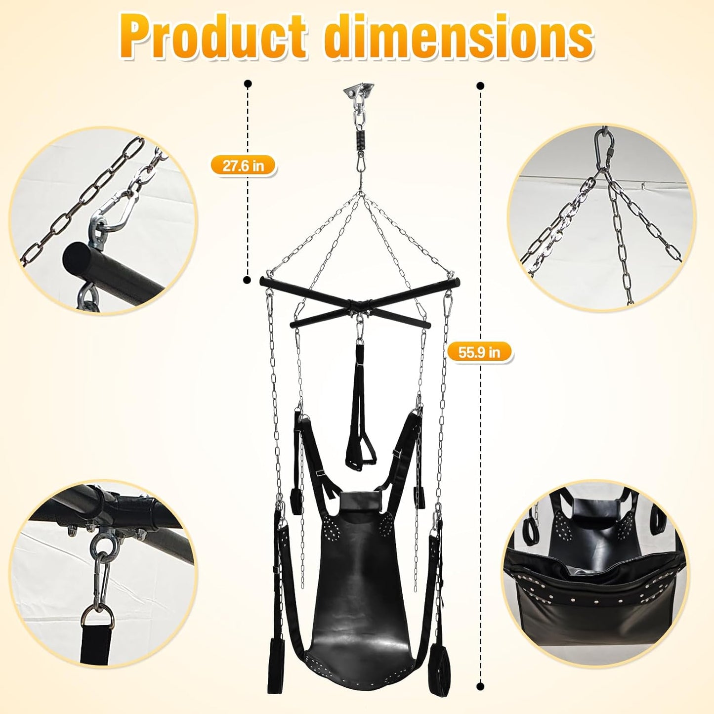 SteelRise Adjustable Heavy - Duty Ceiling Sex Swing - SinfulX - 