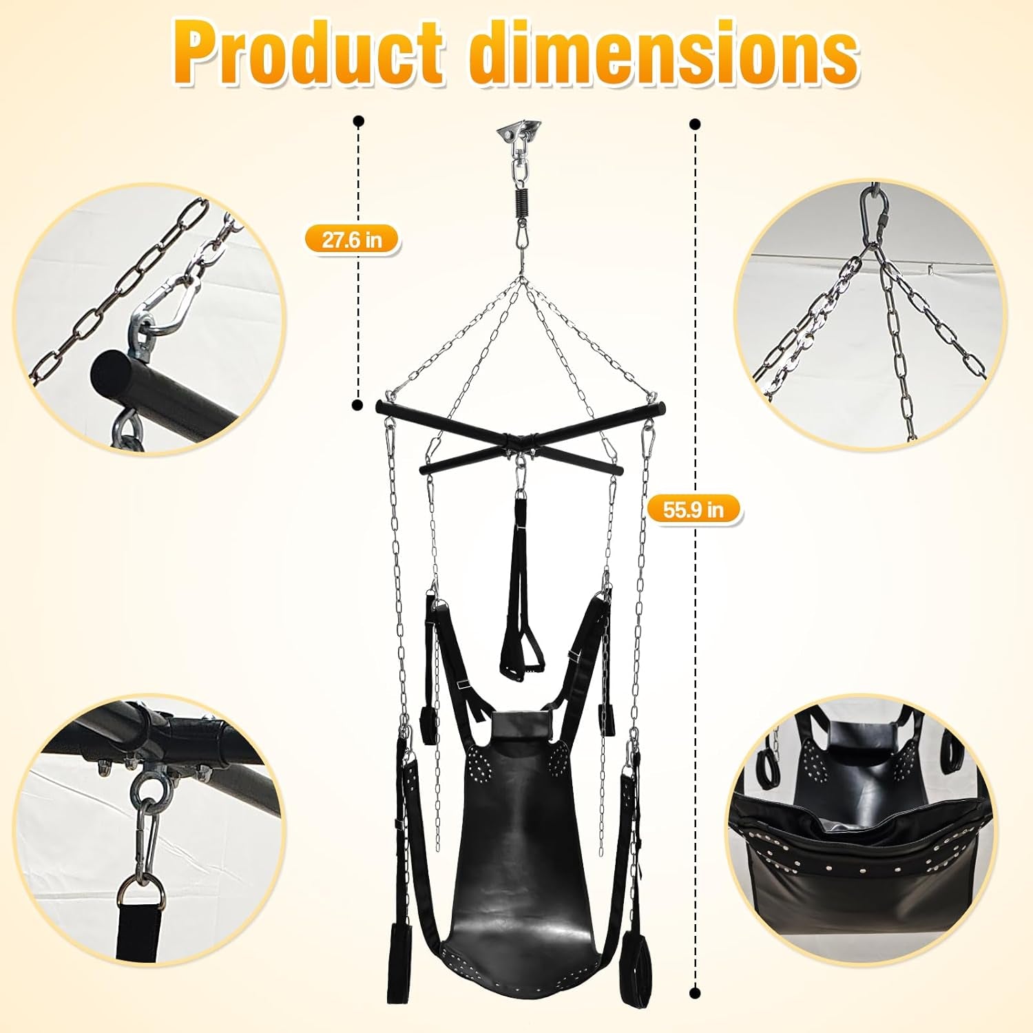 SteelRise Adjustable Heavy - Duty Ceiling Sex Swing - SinfulX - 