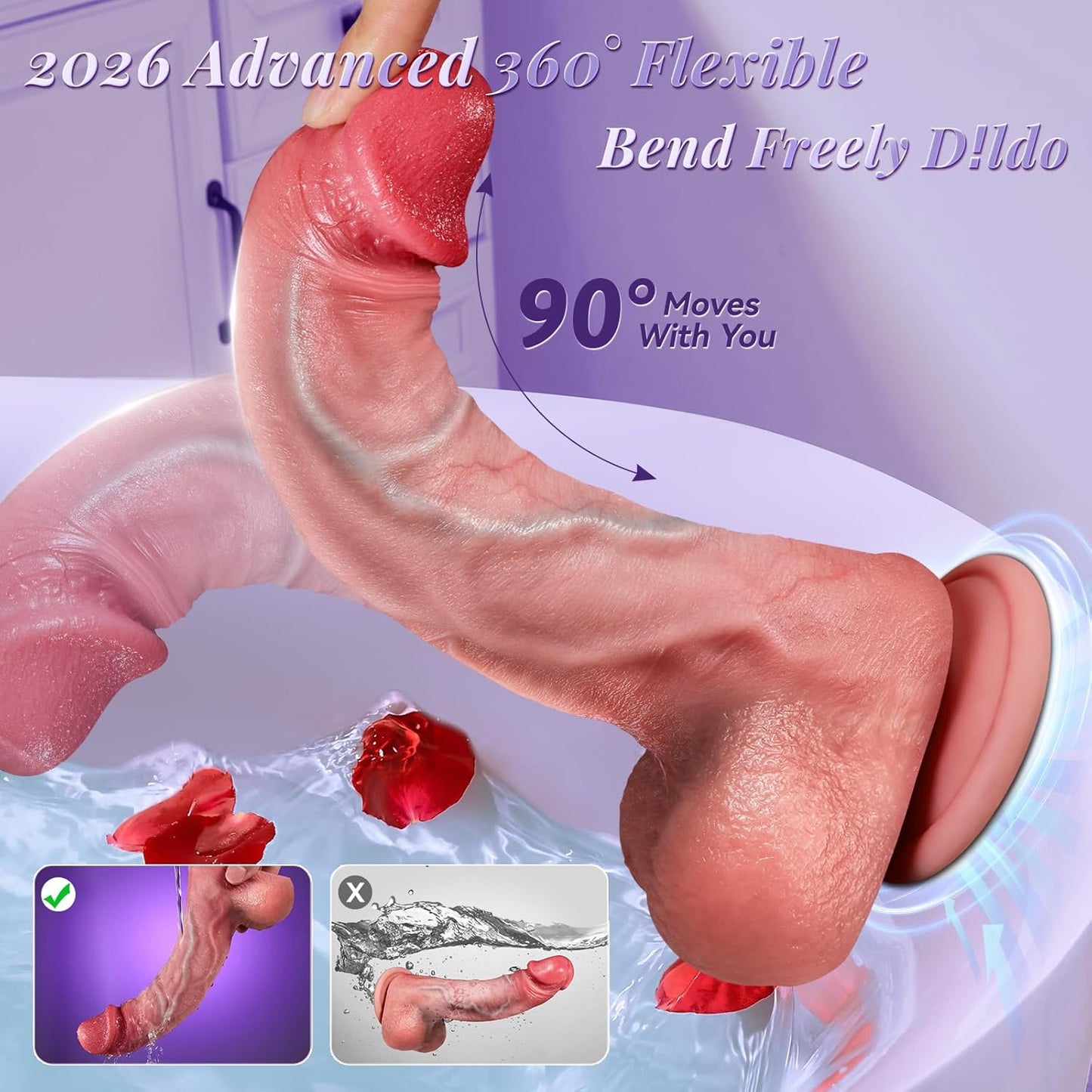 Thrusting Dildo Vibrator Sex Toys - AI Sync Adult Toys Smart APP Realistic Dildos with 9 Thrusting & 9 Vibrating Modes for G Spot Anal Sex Stimulation, Soft Silicone Dildos for Couples Women Pleasure - SinfulX - 