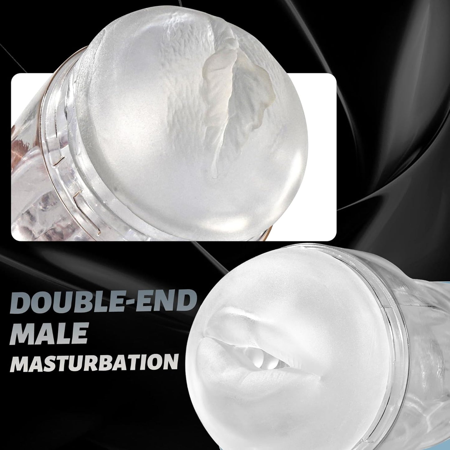 Clear Male Masturbator Sex Toys for Men, Dual Entry Pocket Pussy with 3D Texture Oral & Vagina, Manual Sucking Stroker Blowjob Toy for Penis Training, Adult Toy for Men Masturbation - SinfulX - 