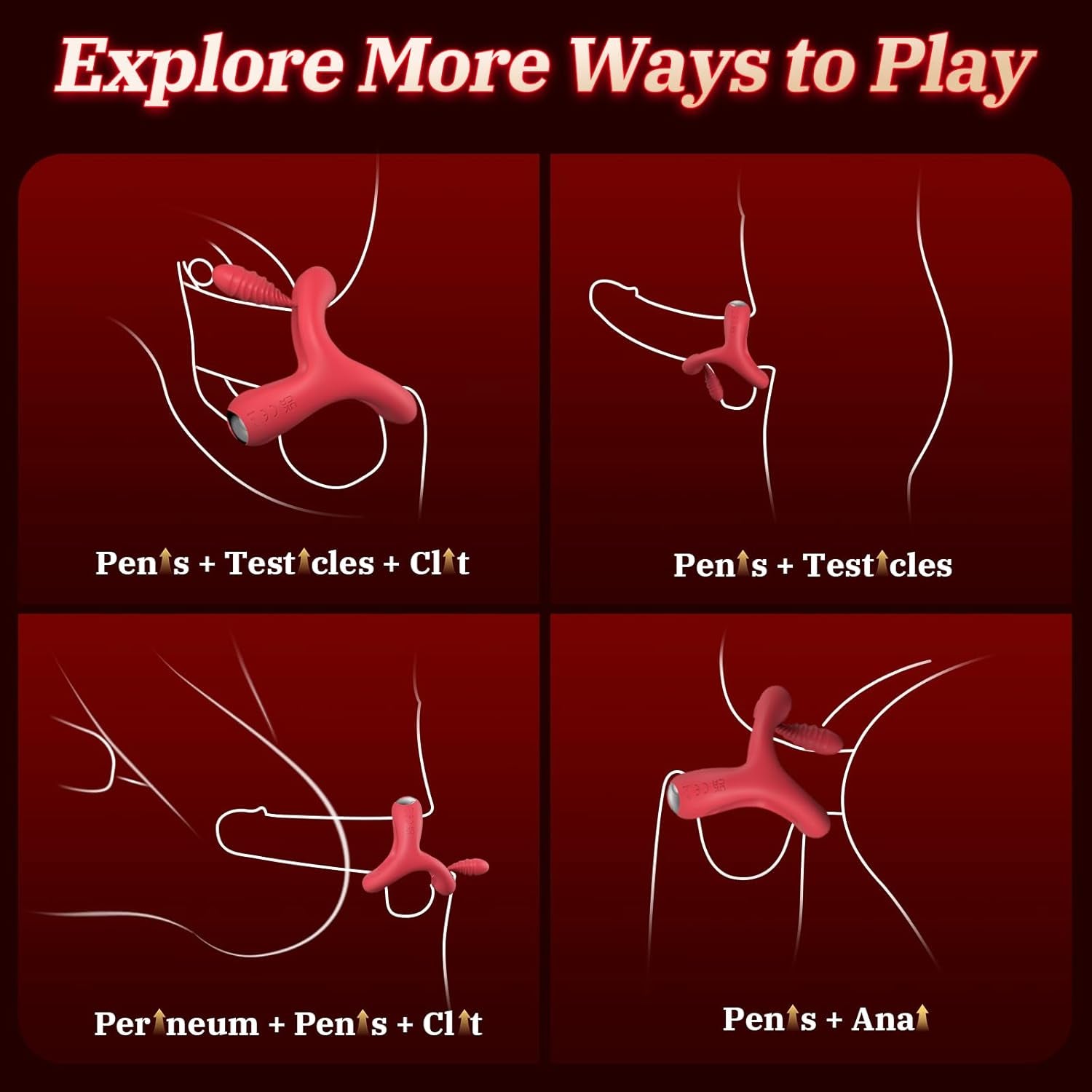 OrbitalFlex Cock Ring Adjustable Clit Stimulator Remote 9 Modes - SinfulX - Personal Care > Sexual Wellness > Couples Cock Ring