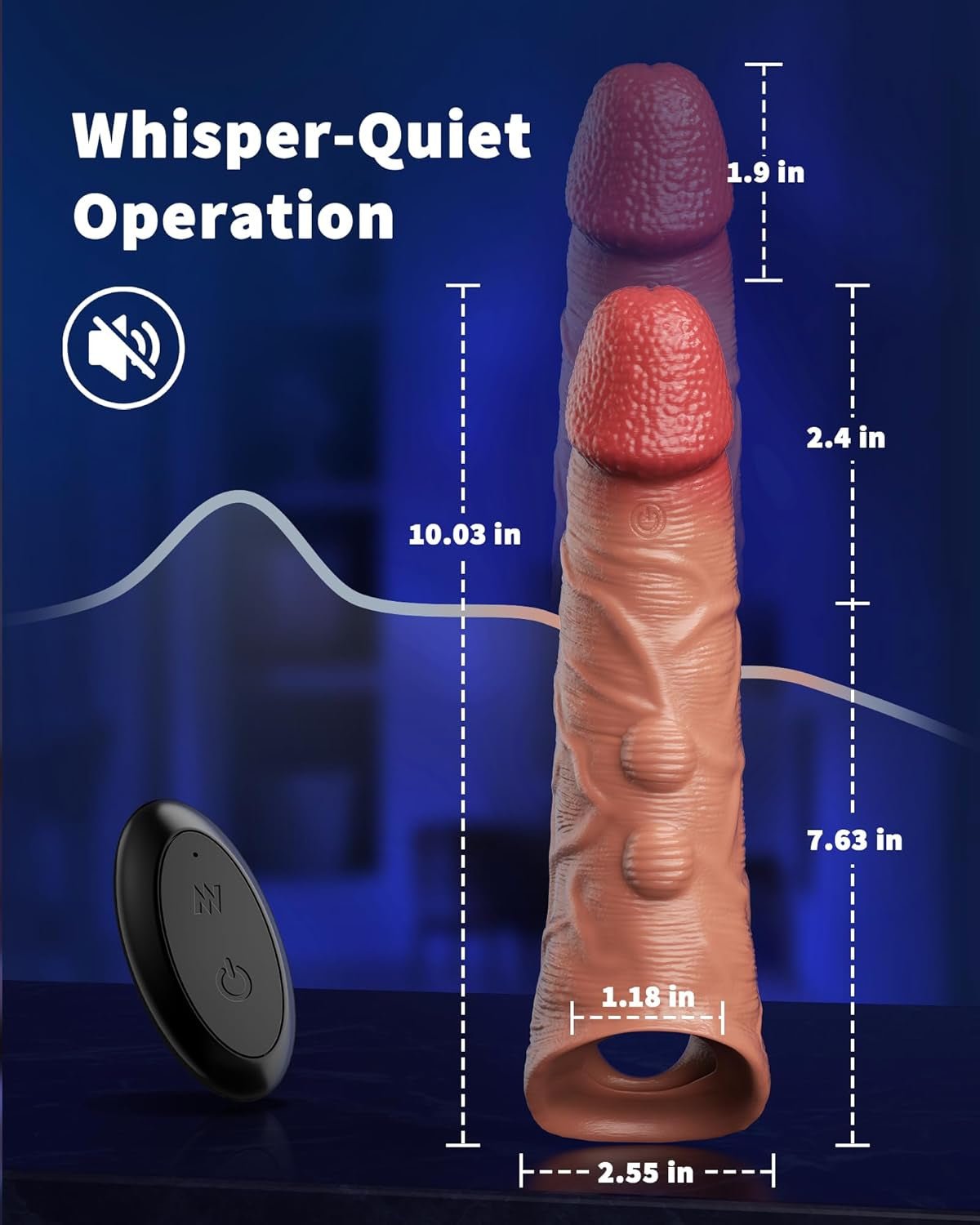 Penis Sleeve Sex Toys for Men, Male Sex Toys Penis Extender with APP Control, Medical - Grade Silicone Cock Sleeve with 10 Vibration Modes, Silent Design, Versatile Adult Toys with Cock Ring - SinfulX - 
