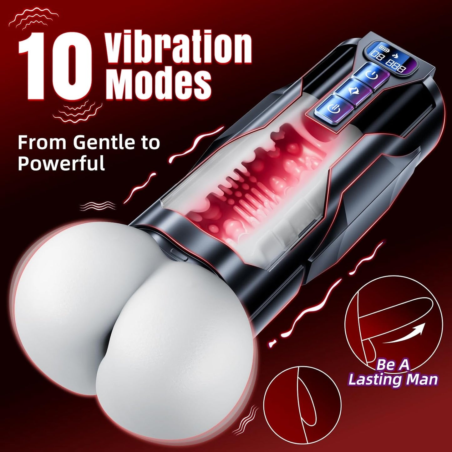 Male Masturbator Sex Toys for Men – Bootypop Automatic Male Sex Toys with Realistic Ass Vagina 360° Heating 10 Vibration & 7 Thrusting Modes for Stroker, Pocket Pussy LCD Display Adult Toys - SinfulX - 