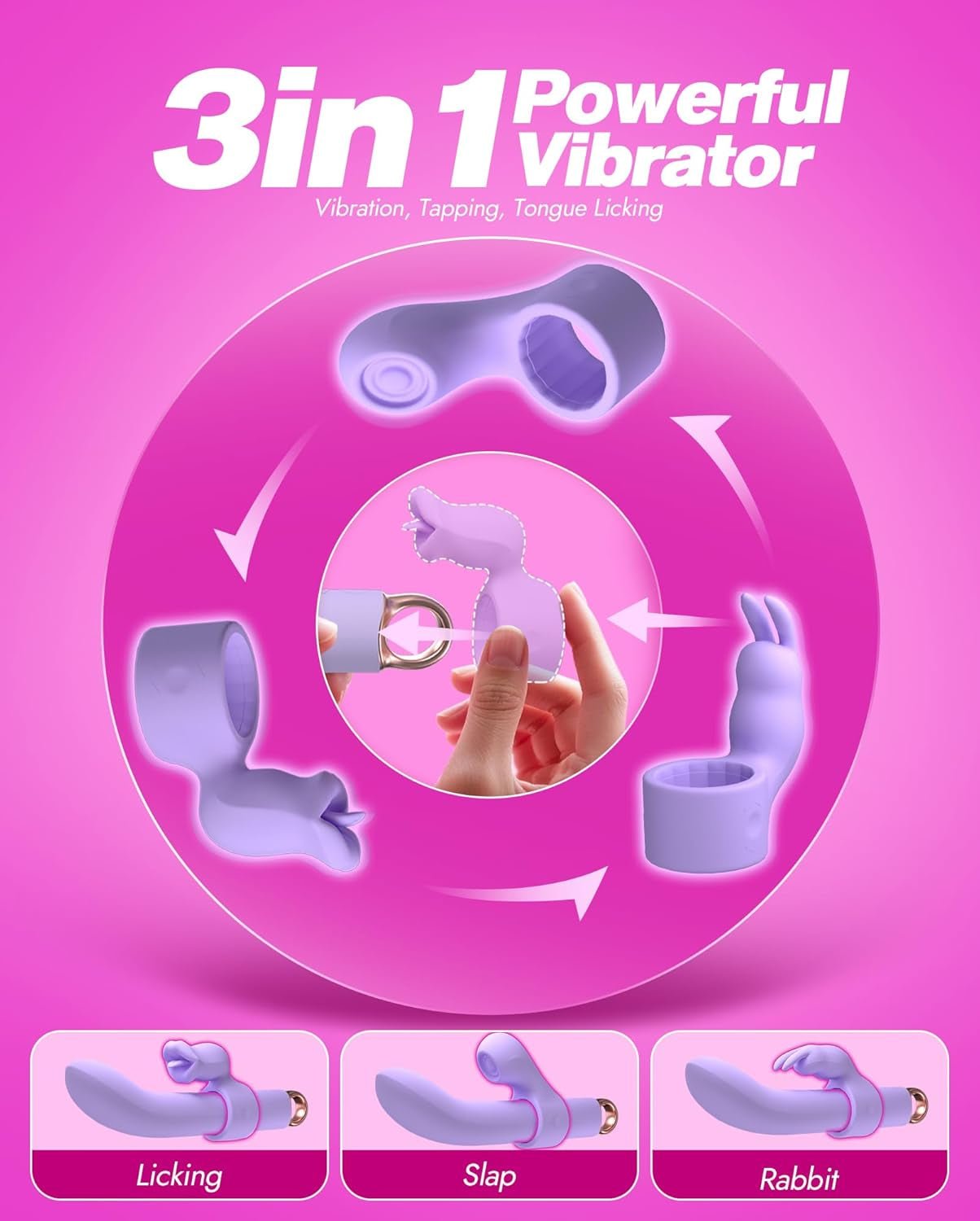 NoviraFlex Interchangeable Rabbit Licking Vibrator 63 Modes G - Spot - SinfulX - Personal Care > Sexual Wellness > Tongue Vibrator