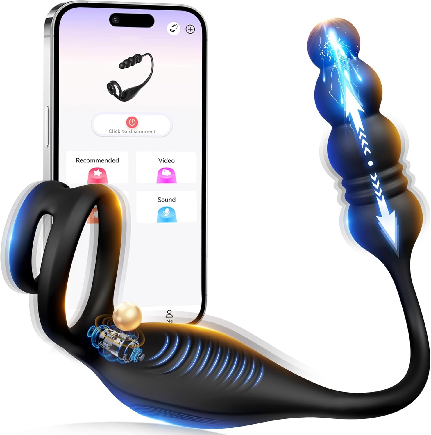 SyncThrustX Prostate Massager Cock Ring 10 Modes Thrusting - SinfulX - Personal Care > Sexual Wellness > Prostate Massager Cock Ring