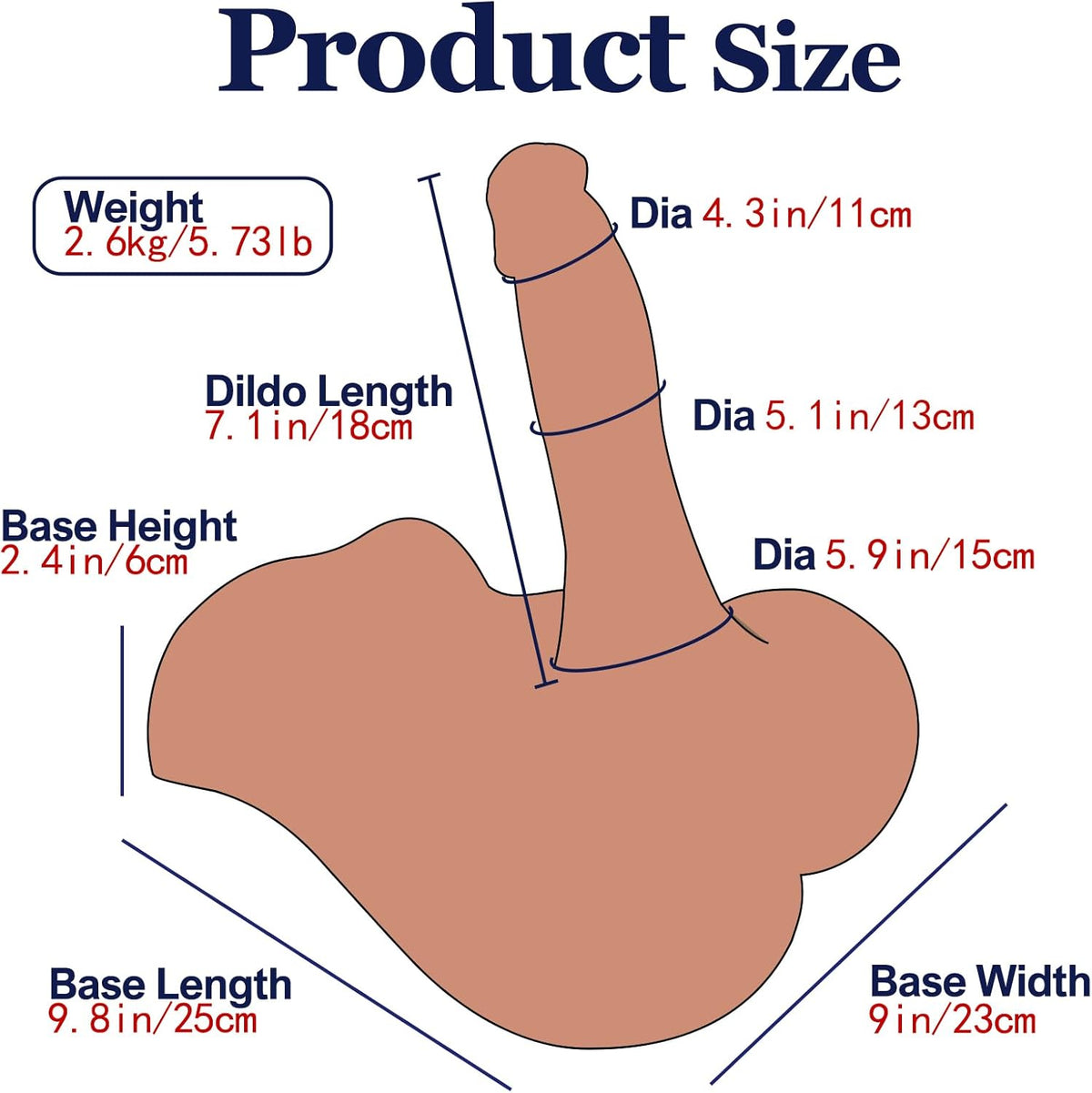 Dildo Sex Doll Torso Only for Adult, Realistic Tan Skin Long Dildo with Stable Base, Female Male Masturbator for Solo Play, Masturbation Adult Toy for Pleasure, Soft Material Flexible Free Hands - SinfulX - 