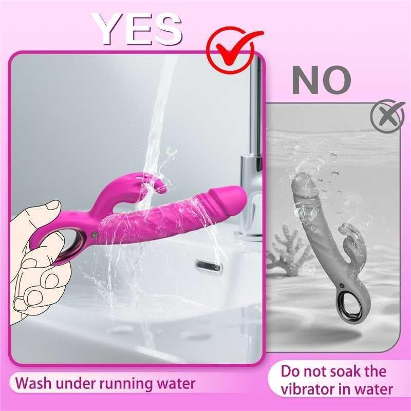 Thrusting Vibrator Adult Sex Toys - Realistic Dildos Vibrators for Women Sex Toy with 7 Thrusting and 7 Vibrating Modes, G Spot Clitoral Rabbit Vibrator Sex Toys for Women Couples (Rose - 3) - SinfulX - 