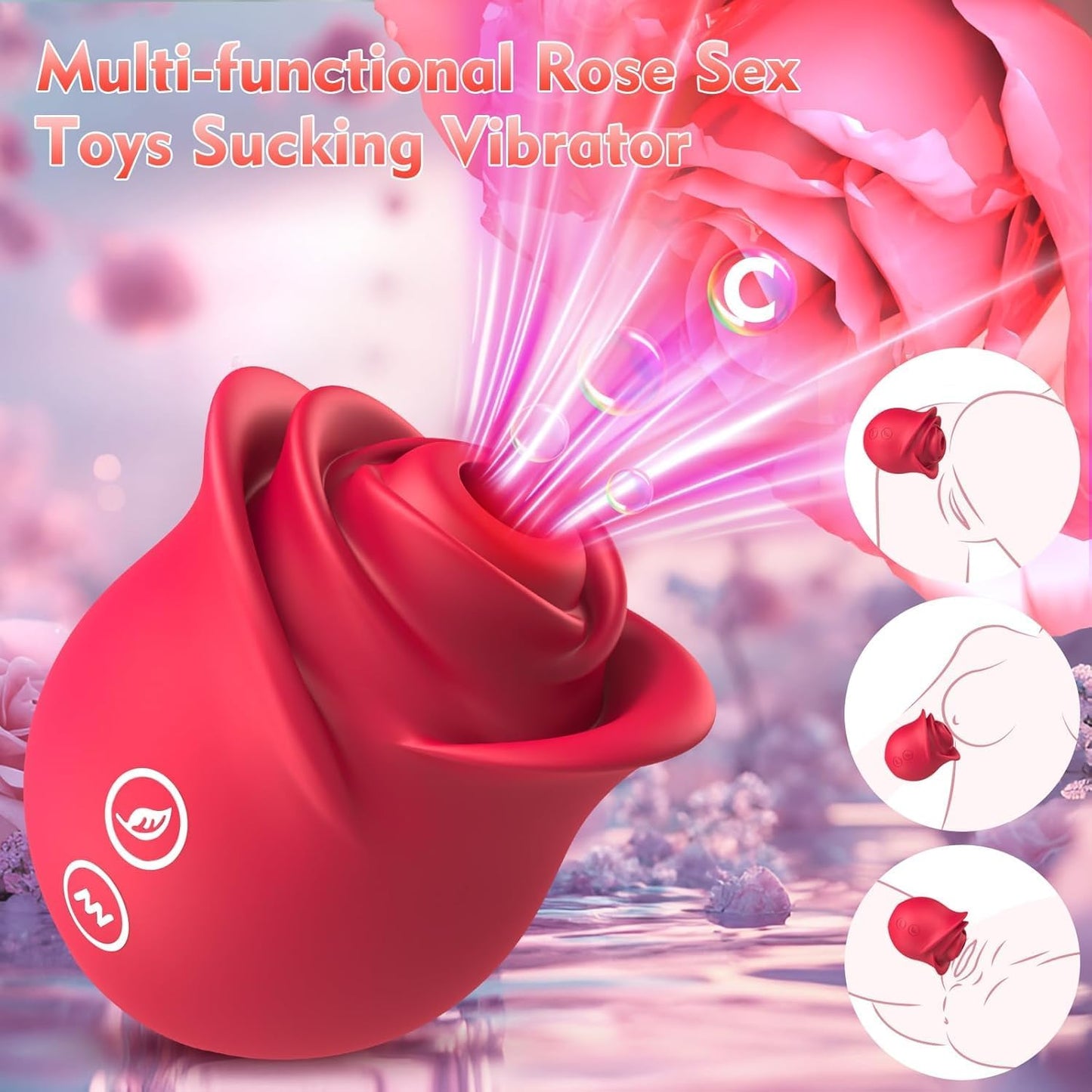 Rose Sex Toy Sucking Vibrator - Rose Adult Toys Clit Sucker Women Sex Toy APP Control Vibrator with 10 Sucting Modes for Clitoral Nipple G Spot Oral Sex Stimulation, Female Sex Toys Women Couples - SinfulX - 