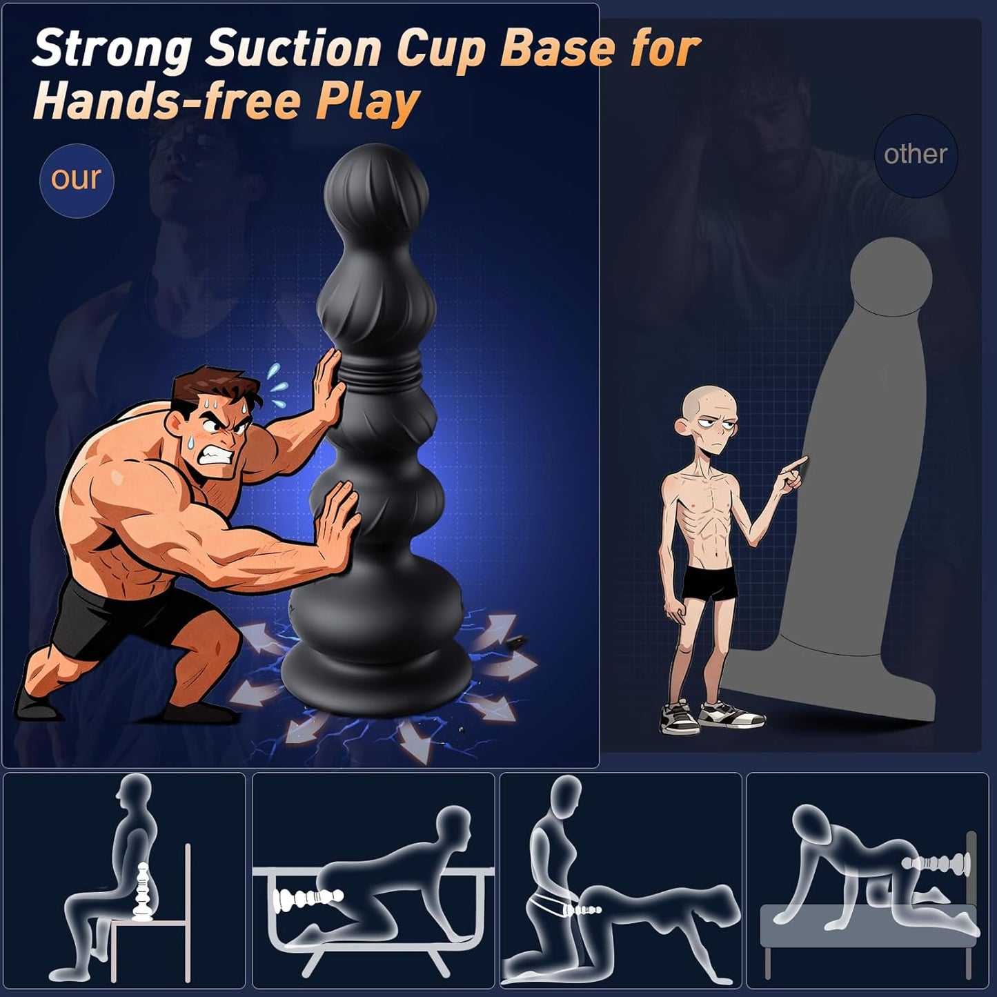 Thrusting Anal Beads Prostate Massager, Anal Vibrator Anal Toys Butt Plug 10 Vibrating Thrusting Anal Plug Male Sex Toys for Men Women Adult Toys Gradual Bead Anal Trainer App (Jet - Black) - SinfulX - 