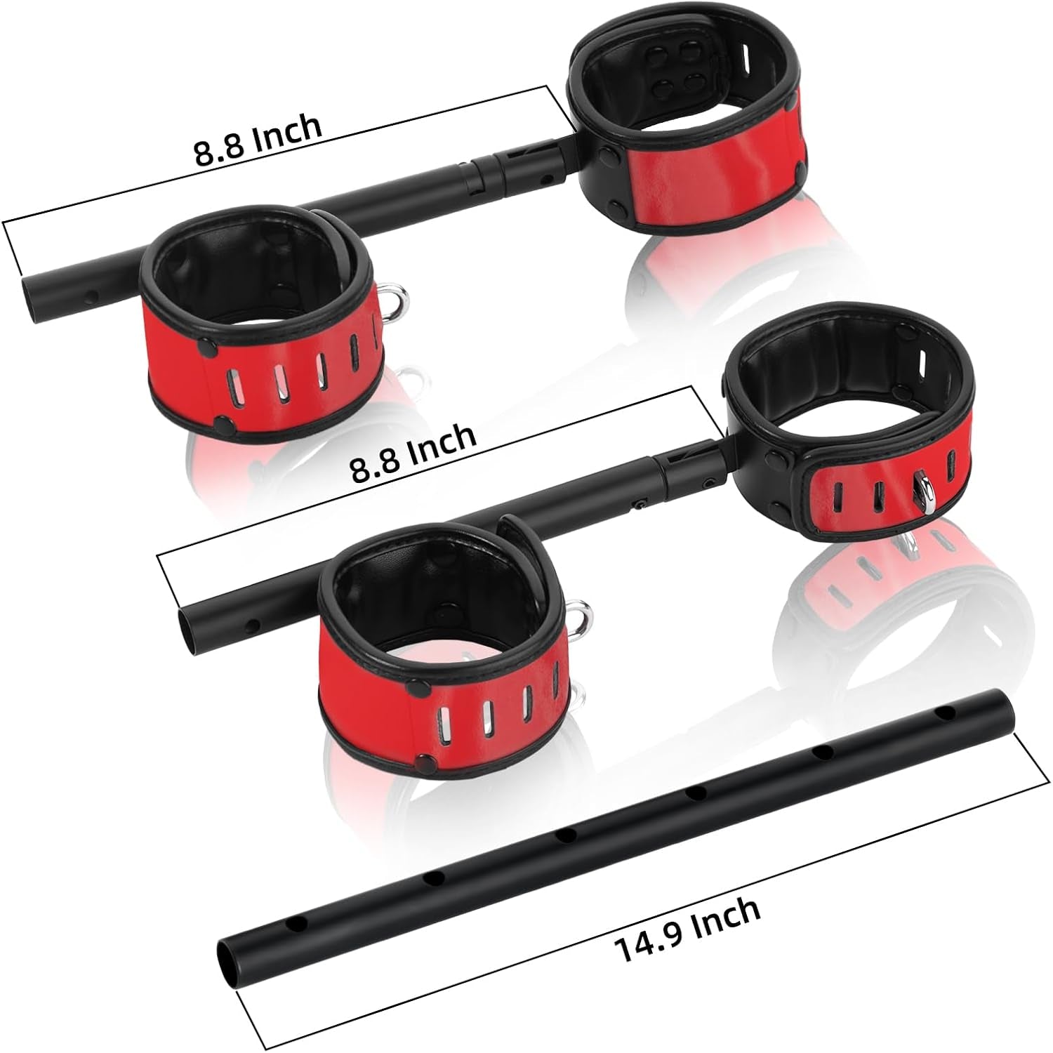 Spreader Bar Heavy Duty Swiveling Stainless Steel Bar Home Gym Equipment with 4 Furry PU Adjustable Cushioned Straps for Fitness Training, Pilates and Yoga Accessories Kit. - SinfulX - 