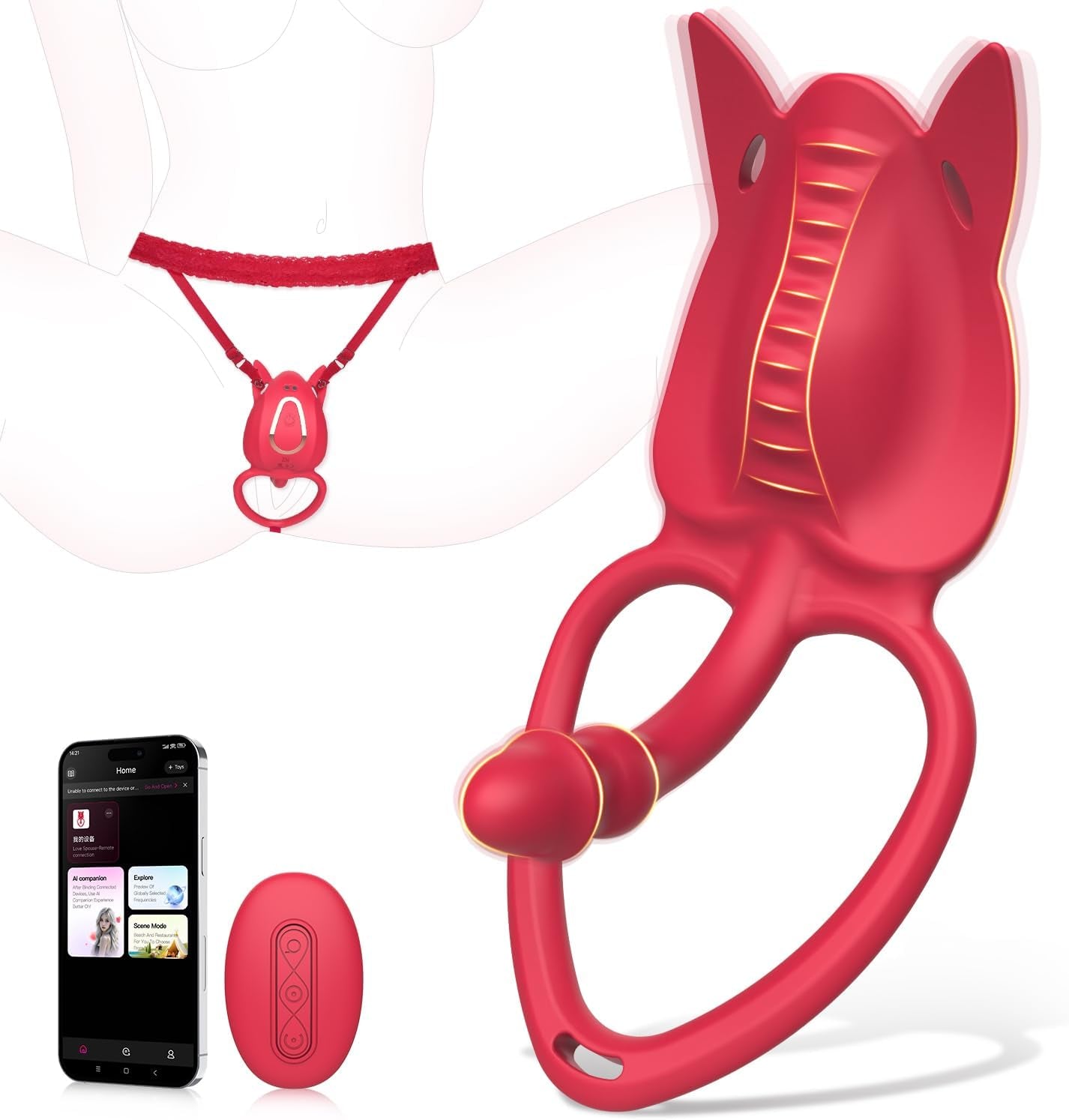 SyncFusion Wearable Cock Ring Clit Stimulator App 10 Modes - SinfulX - Personal Care > Sexual Wellness > Couples Cock Ring