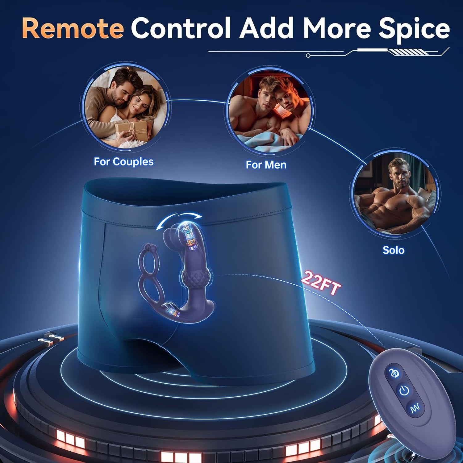 ThrustCore Thrusting Prostate Massager Cock Ring 7 Modes Remote Waterproof - SinfulX - Personal Care > Sexual Wellness > Prostate Massager Cock Ring