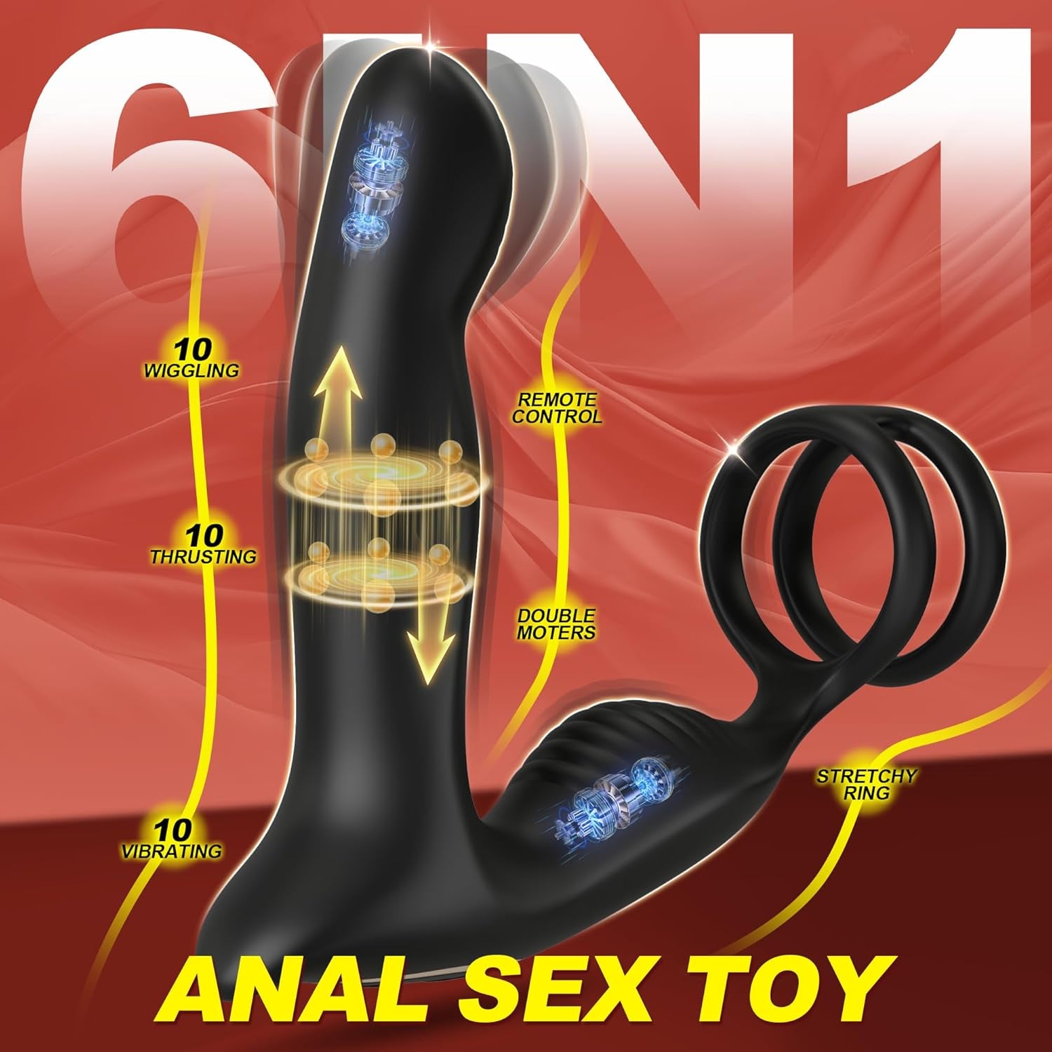 WiggThrustX Thrusting Prostate Massager Cock Ring 10 Modes Remote - SinfulX - Personal Care > Sexual Wellness > Prostate Massager Cock Ring
