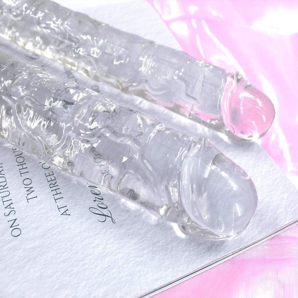 18 * 1.6 Inches Huge Double - Ended Thick Big Dildos for Women, Realistic Dildo for Anal Vagina Simulation, Super Long for Couple Men Women Lesbian Gay Play (Clear) - SinfulX - 