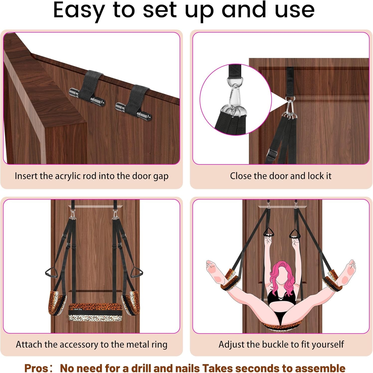 VelarynX Door Sex Swing Adjustable Cushion 330lb - SinfulX - Personal Care > Sexual Wellness > Sex Swing