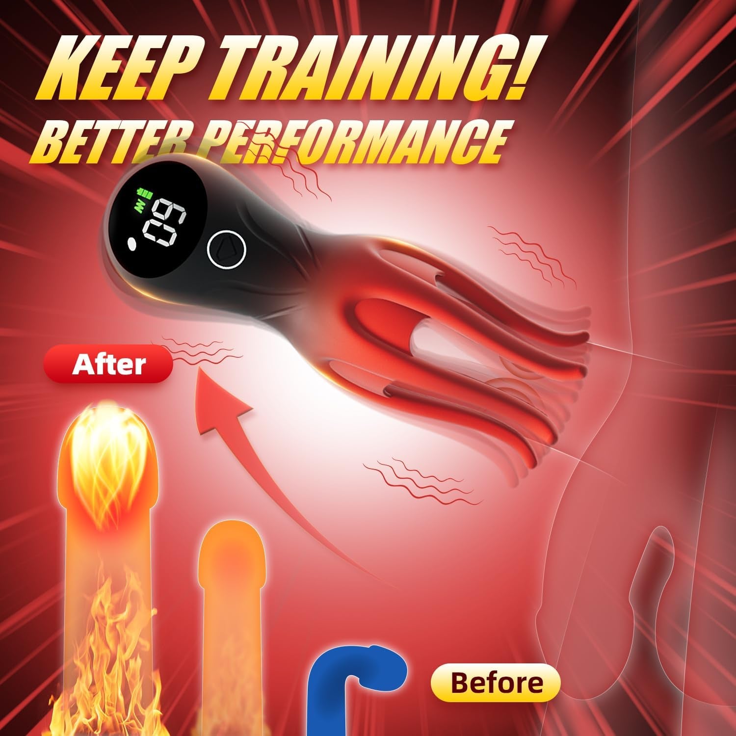 Male Vibrators Sex Toys for Men - LED Display Male Masturbator Couples Adult Sex Toy with 360° Fully Wrapped Octopus Tentacles & 12 Vibrations, Mens Penis Vibrator Trainer Stroker Prolong Endurance - SinfulX - 