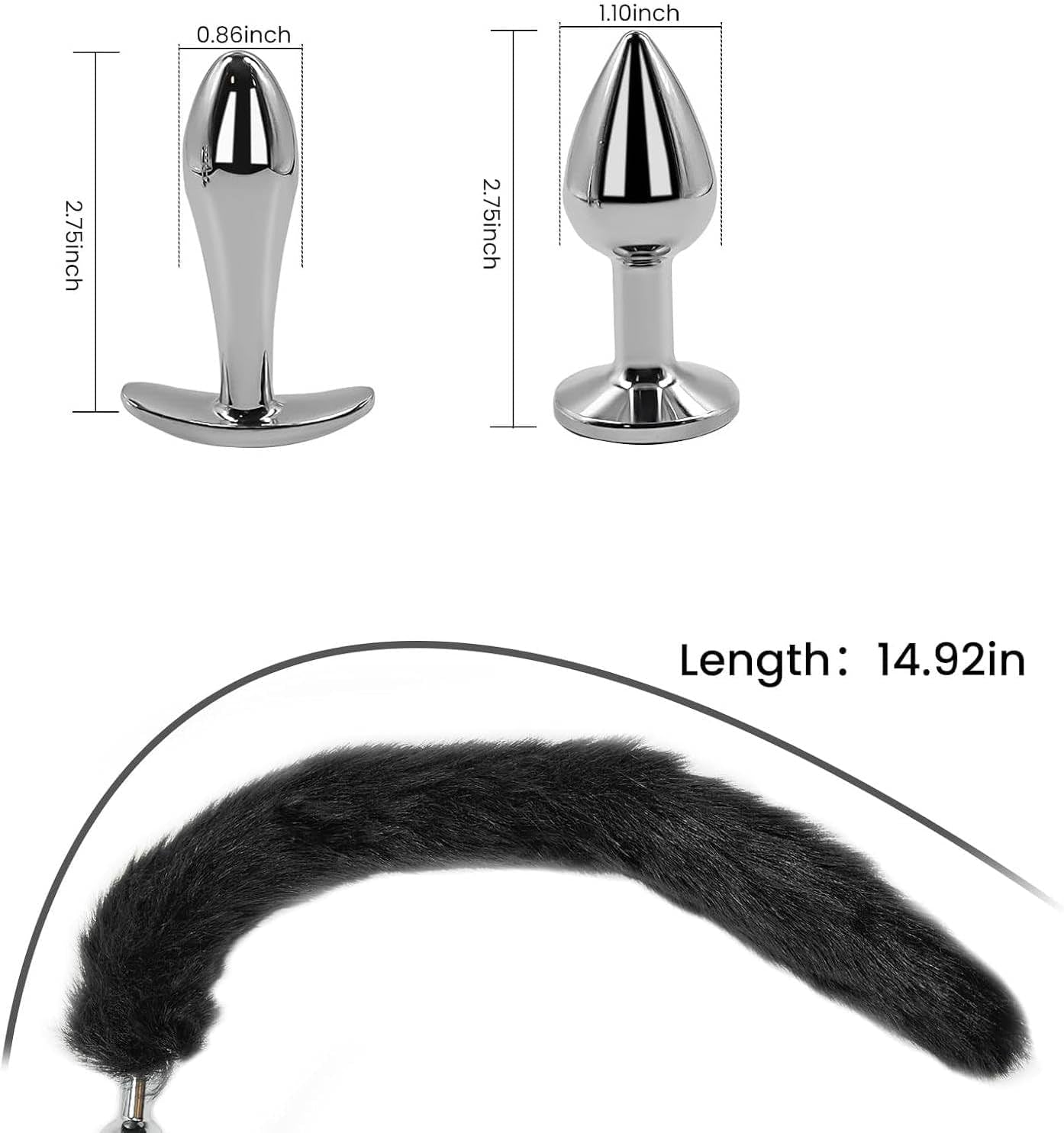 VixenForge Fox Tail Anal Plug Kit 2 Steel Plugs Trainer - SinfulX - 