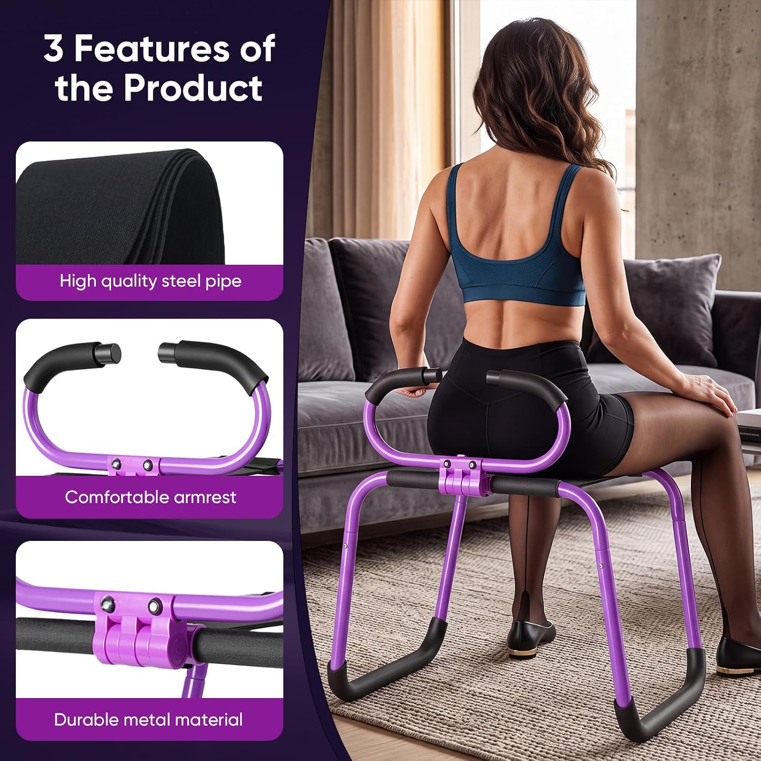 VioletReign Sex Chair with Handrails | 400lb Support Sex Bench