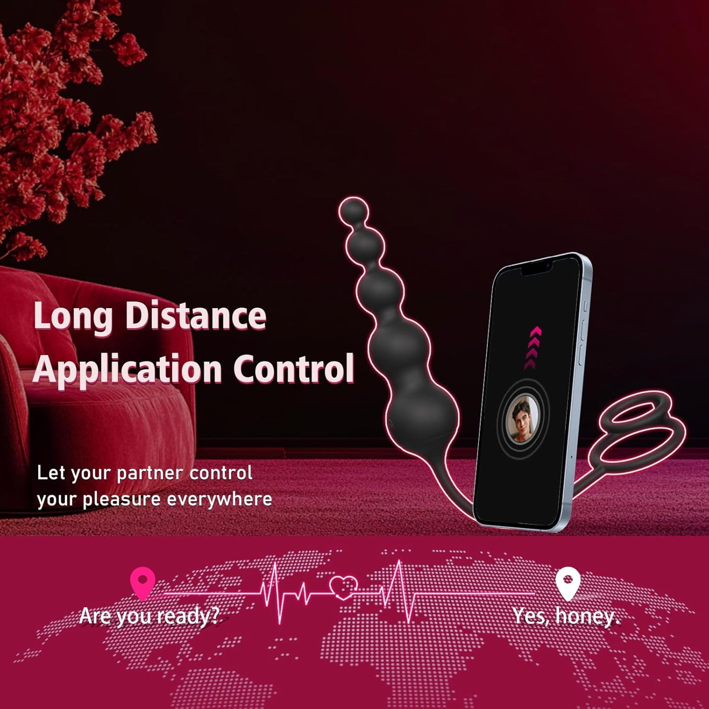 Anal Beads Couples Male Adult Sex Toys - Vibrating Anal Butt Plug with Cock Ring, Strap on Anal Dildo, Remote Control APP Prostate Massager Penis Ring Vibrator with 9 Vibrations,  Sex Toy for Men