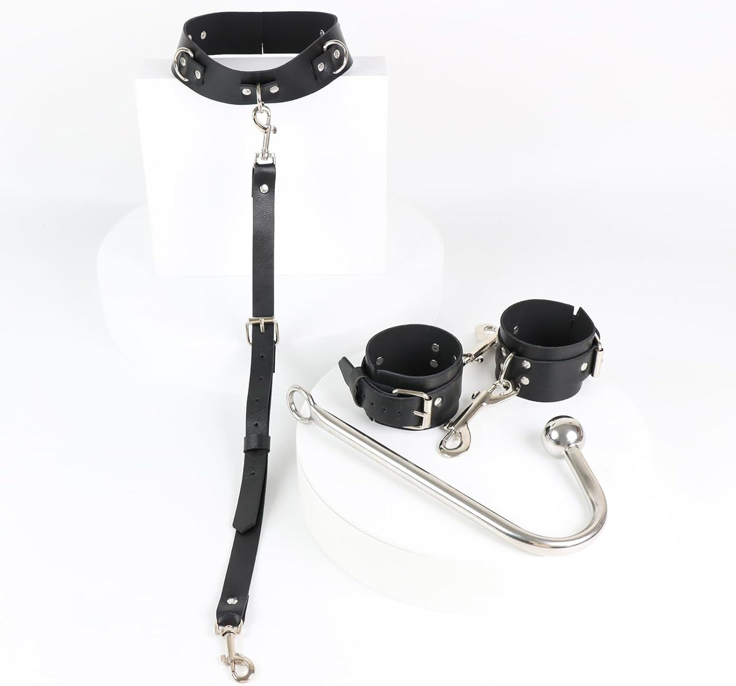 Anal Hook BDSM Set - Neck to Wrist Restraints Sex BDSM Kit Bondage Collar Sex Harness Bondage Gear & Accessories Bondage Toys for Couple Valentines & Halloween Roleplay Gift - SinfulX - 