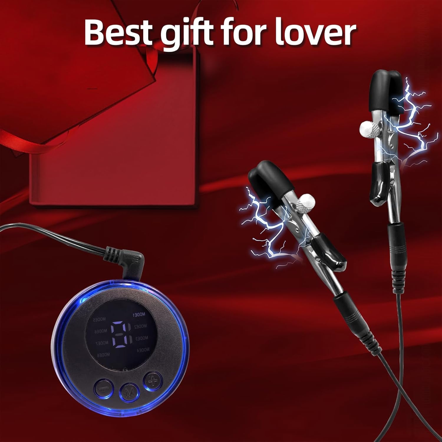Electric Shock Nipple Clip Chain, BDSM Nipple Clamps,Nipple Clitoral Clamps Stimulator Adjustable Adult Sex Toy
