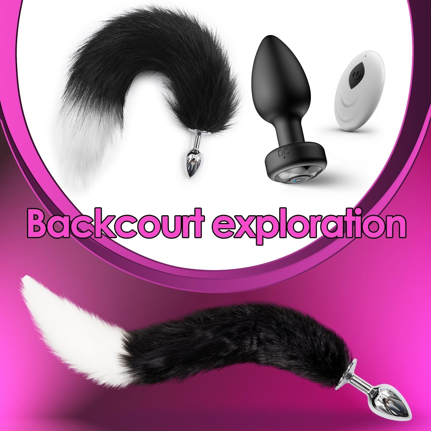 2PCS Anal Plug Vibrator Set – Remote Control Silicone Butt Plug & Fox Tail Metal Plug for Prostate and G-Spot Stimulation – Adult Toys for Men, Women, Beginners and Couples