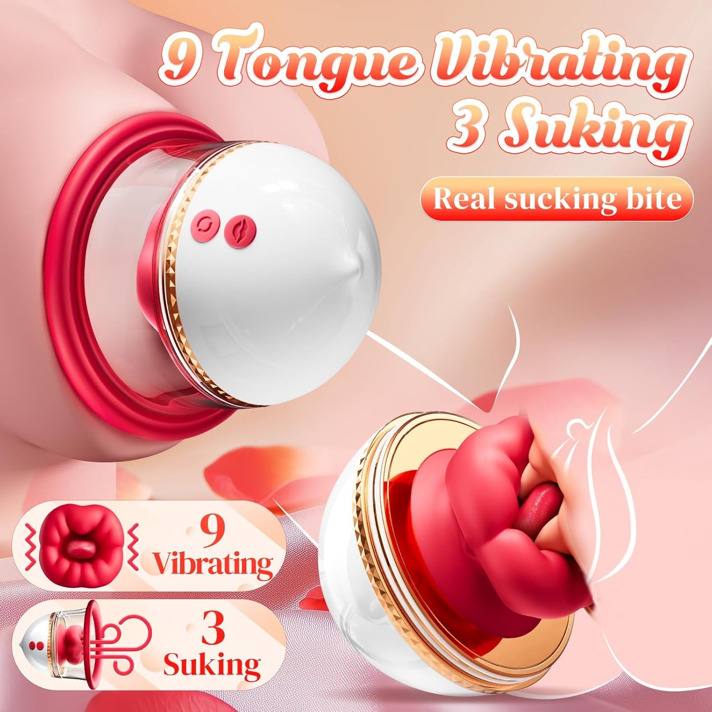 Sex Toys Rose Toy Sucker Vibrator - AI Sync Nipple Toys with 9 Vibrating & 3 Sucking Modes, Detachable Sex Toy Vibrators Adult Toys Clit Nipple Anal Stimulator Massager Rose Sex Toy for Women