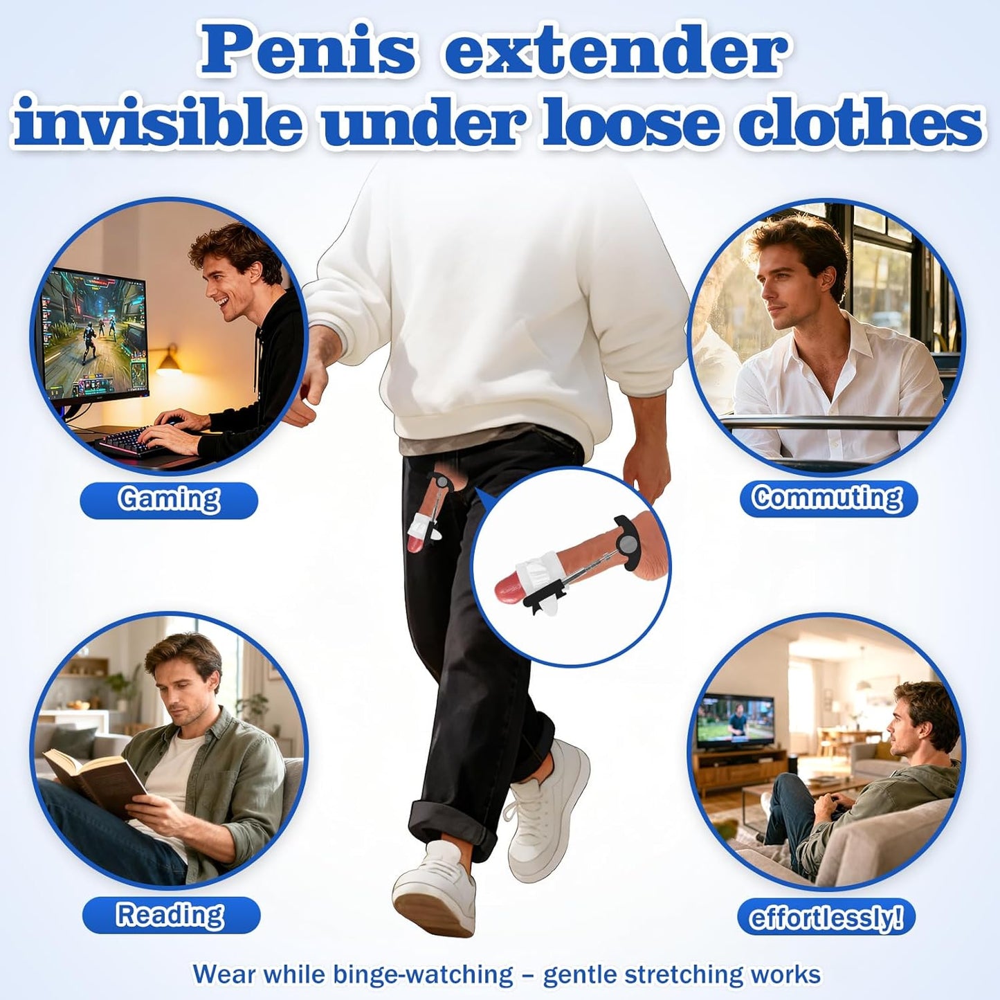 Penis Extender Penis Pump Sex Toys for Men, Adjustable Penis Extension Stretcher, Wearable Sex Toys - Pumps & Enlargers, Easy to Install, Penis Enlargement Traction Device - SinfulX - 