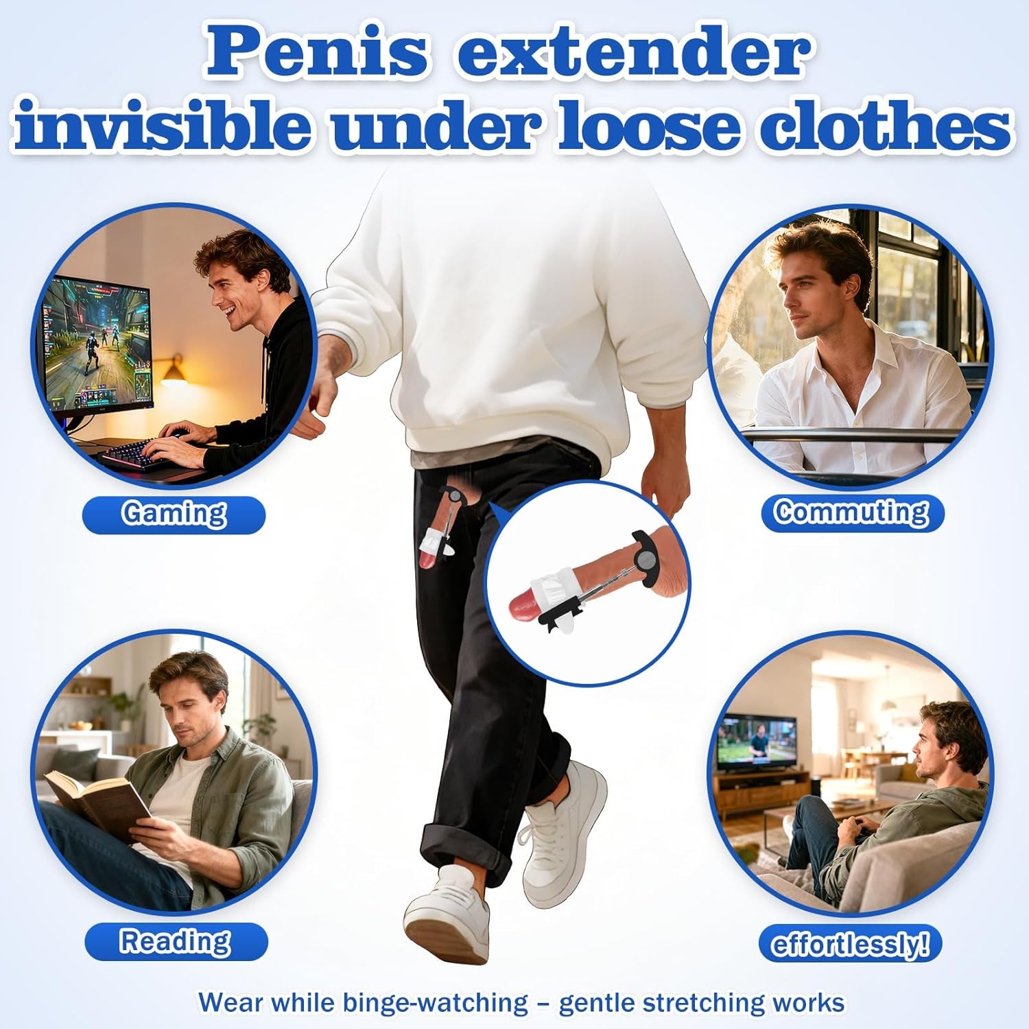 Penis Extender Penis Pump Sex Toys for Men, Adjustable Penis Extension Stretcher, Wearable Sex Toys - Pumps & Enlargers, Easy to Install, Penis Enlargement Traction Device - SinfulX - 
