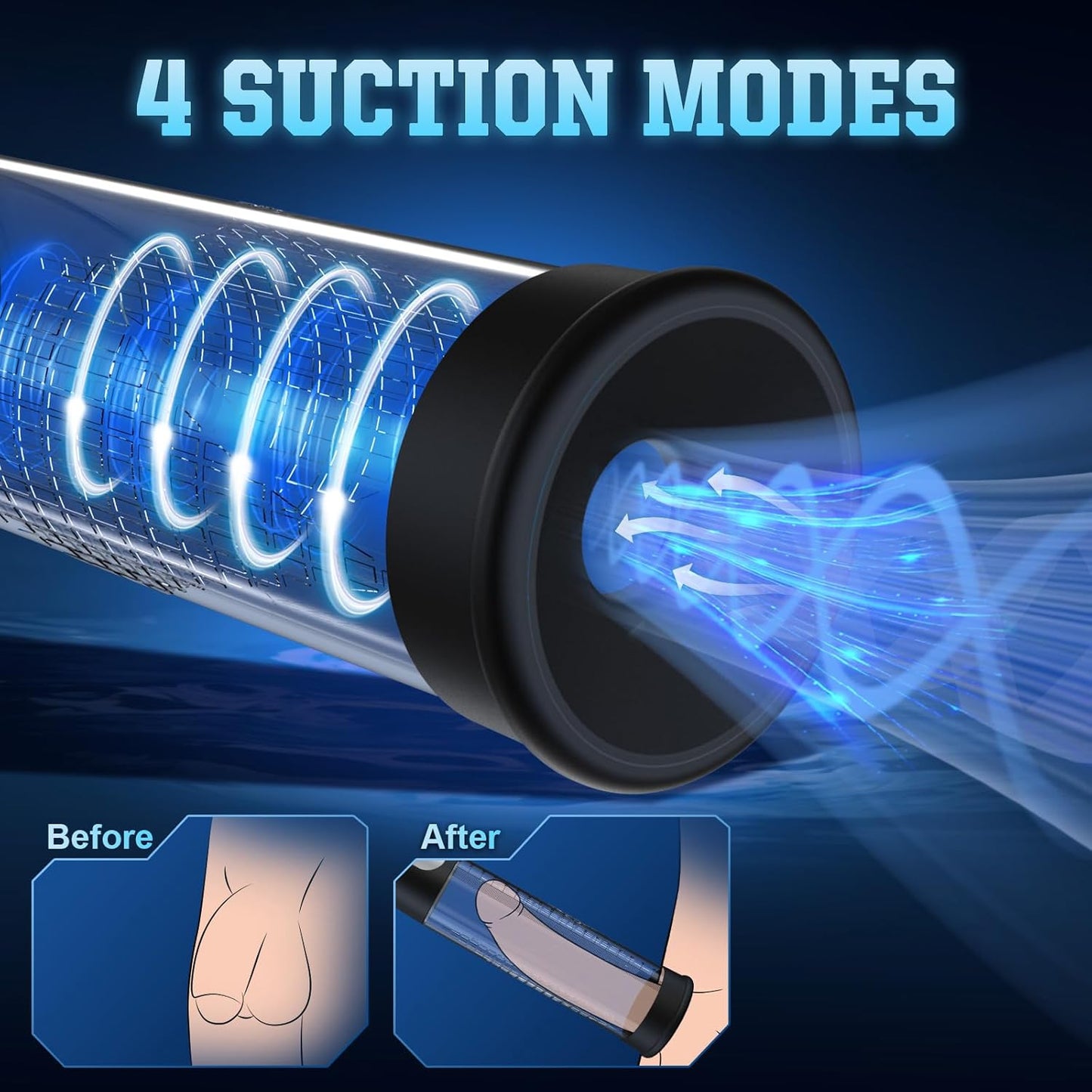 Electric Penis Pump Sex Toys - Automatic Penis Vacuum Enlargement Pump with 4 Suction Intensities, Digital Display & Powerful Suction, Rechargeable Adult Toys Training for Men Stronger Bigger Erection - SinfulX - 