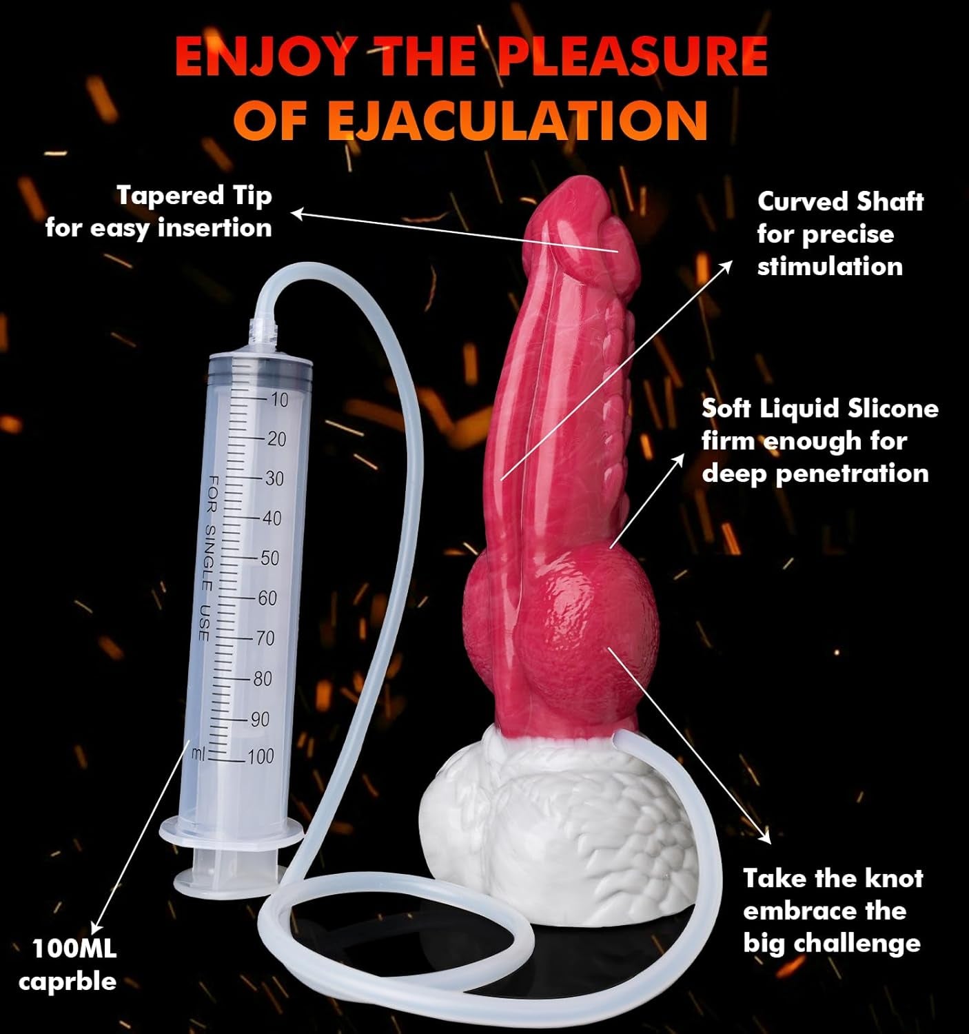 9.5" Monster Fantasy Squirting Knot Dildo - Ejaculating Cumming Dragon Dildo, Huge Thick Alien Animal Dildos with Suction Cup, Ribbed Knotted Silicone Dildos, Adult Sex Toys & Games for Women Men Gay - SinfulX - 