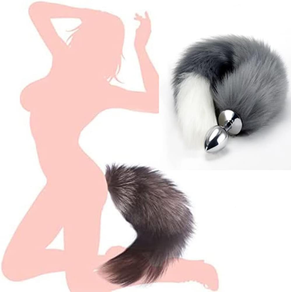 SilverFrost Small Steel Tail Butt Plug Gray White - SinfulX - 