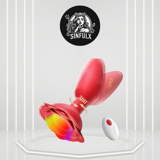 360° Rotation Rose Vibrating Butt Plug Prostate Massager - SinfulXVibrating Butt Plug