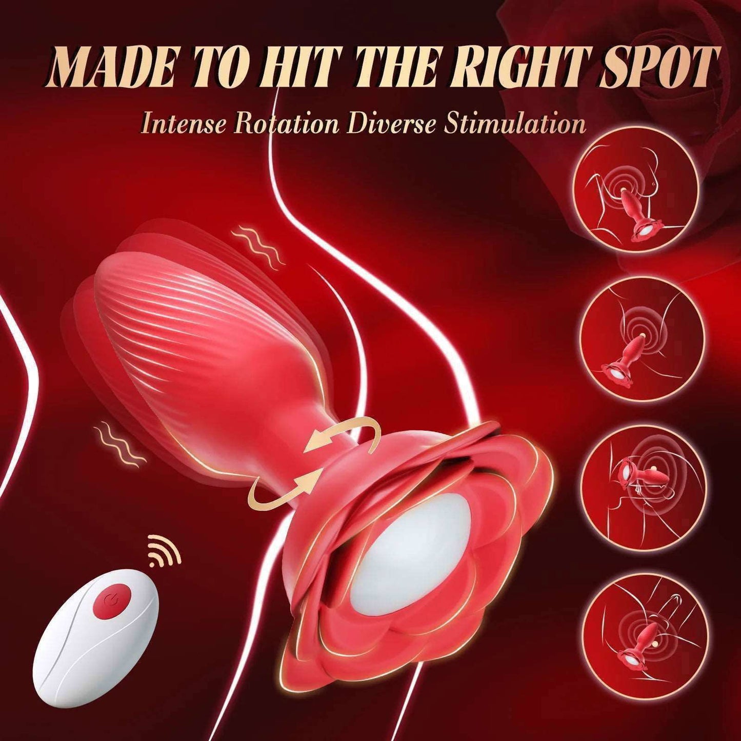 360° Rotation Rose Vibrating Butt Plug Prostate Massager - SinfulXVibrating Butt Plug