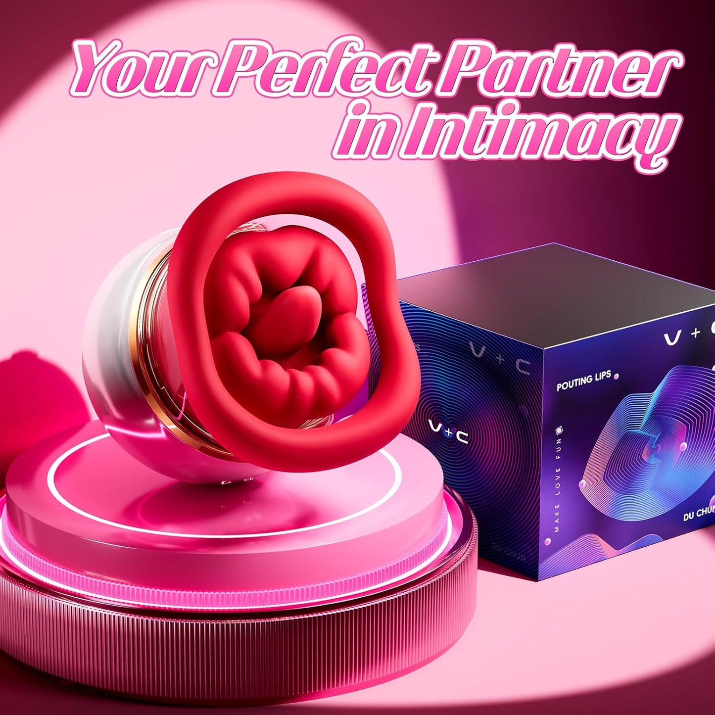 Sucking Vibrator Rose Sex Toy - 5 in 1 Kiss Lover Women Sex Toys Mouth Vibrator Tongue Toy with LCD, 10 Sucking & 10 Tongue Licking & 10 Vibrating, Clit Nipple & Anal Toys for Female Couples - SinfulX - 