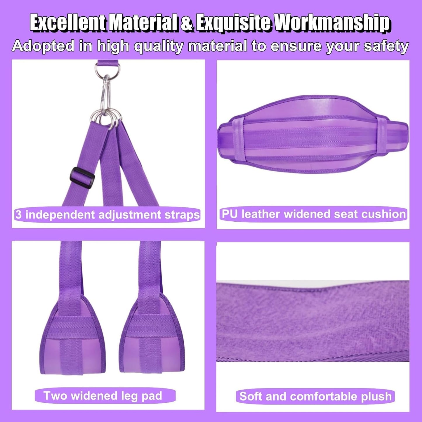 VelouraX Door Sex Swing with Seat & Restraints (Purple) - SinfulX - Personal Care > Sexual Wellness > Sex Swing