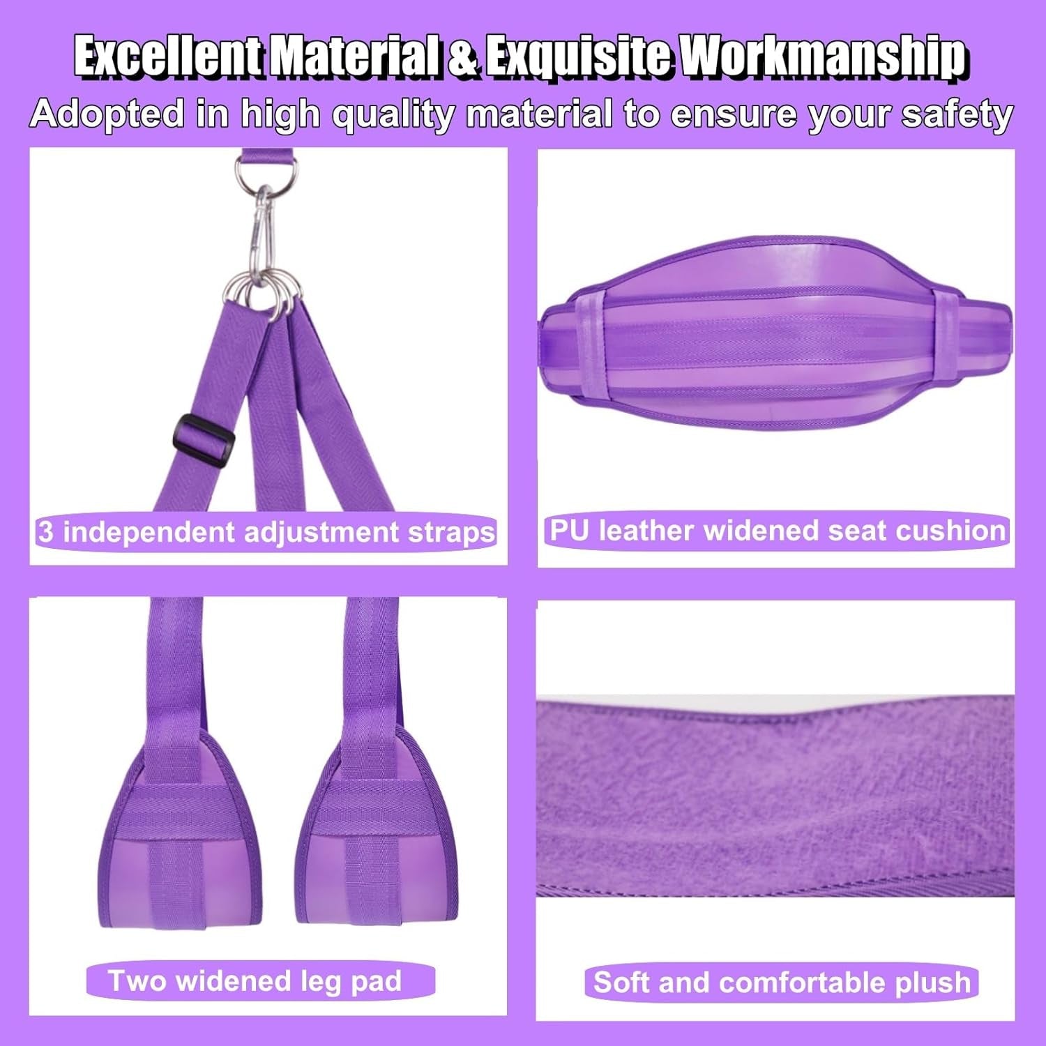 VelouraX Door Sex Swing with Seat & Restraints (Purple) - SinfulX - Personal Care > Sexual Wellness > Sex Swing