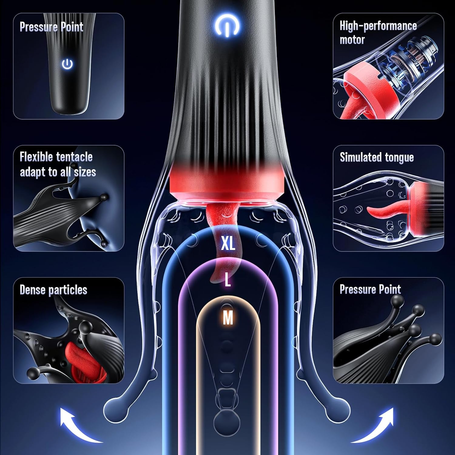 Male Sex Toy Penis Vibrator - Male Masturbator Sex Toys for Men Stroker with 10 Licking & Vibrating for Glans Nipple 360° Wrapped Stimulation, Tentacle Vibrator Adult Toy Edible Items - SinfulX - 