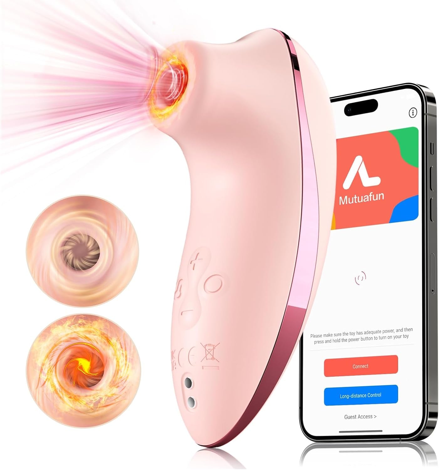 Heated Sucking Vibrator Sex Toys - Rose Sucker APP Remote Control Clitoral Stimulator with 5 * 5 Suction,Waterproof Nipple Massager for Women Female Couples Solo/Partner Play - SinfulX - 