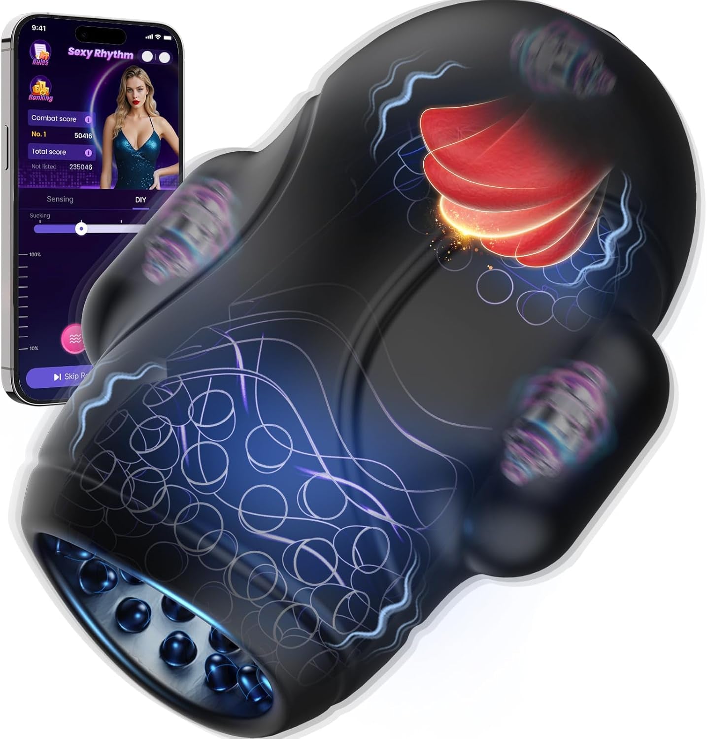 Male Sex Toys for Men Glans Vibrator - Male Maturbator with 10 Licking Vibrating Modes & 3 Motors Stroker & Smart AI Sync App for 360° Pocket Pussy Wrap, Adult Sex Toy for Men S&M Floggers - SinfulX - 