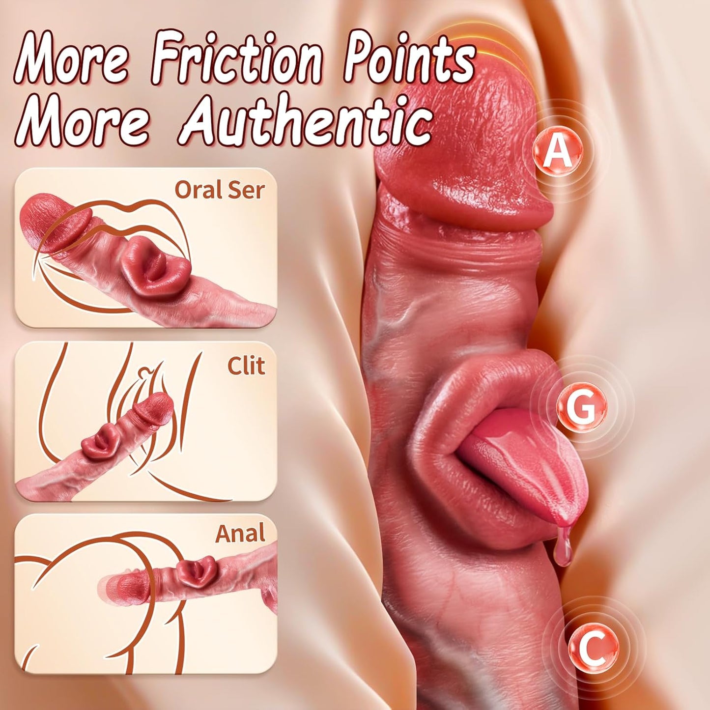 Thrusting Dildo Sex Toys Licking Vibrator - AI Sync Realistic Dildos with 10 Occlusal & 10 Thrusting Vibration for Anal Clitoral G - Spot, Soft Silicone Dildo Penis Adult Sex Toy for Men Women Couple - SinfulX - 