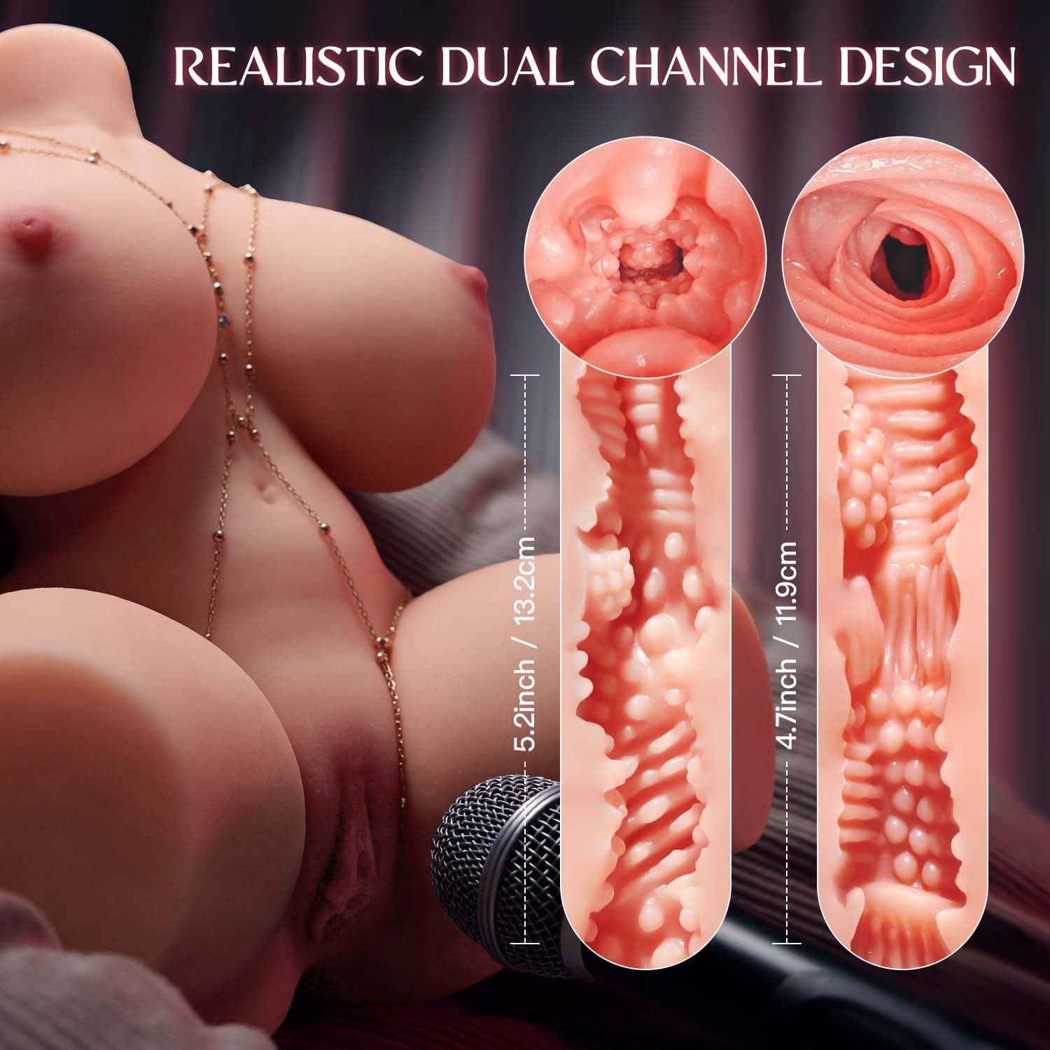 10 Vibrating Sex Doll Male Masturbator, AI Sync Pocket Pussy 2:1 Hip - To - Waist Ratio Big Bood & Soft Ass, Built - In Skeleton Male Sex Toy Adult Toy with Realistic Textured Tunnel Torso Sex Dolls - SinfulX - 