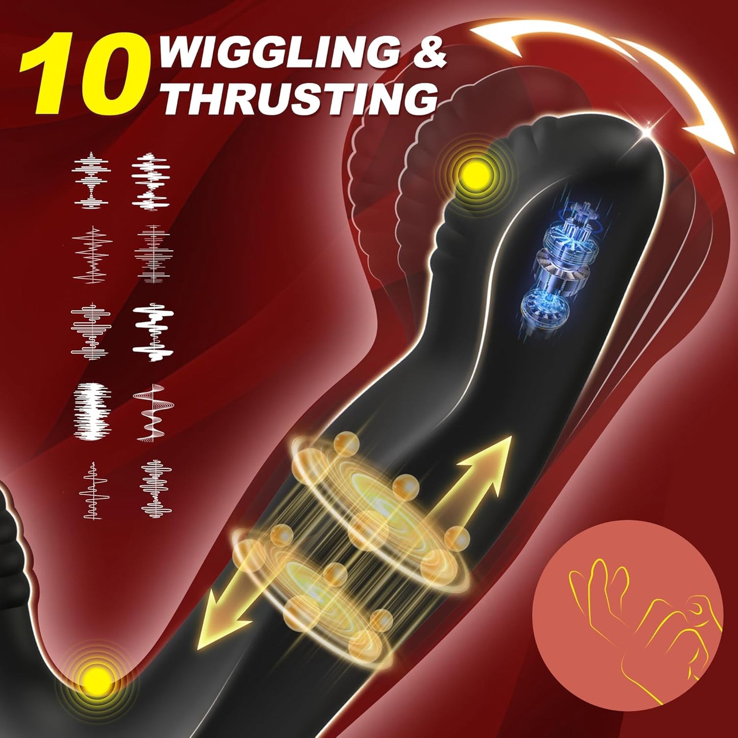 WiggThrustX Thrusting Prostate Massager Cock Ring 10 Modes Remote - SinfulX - Personal Care > Sexual Wellness > Prostate Massager Cock Ring
