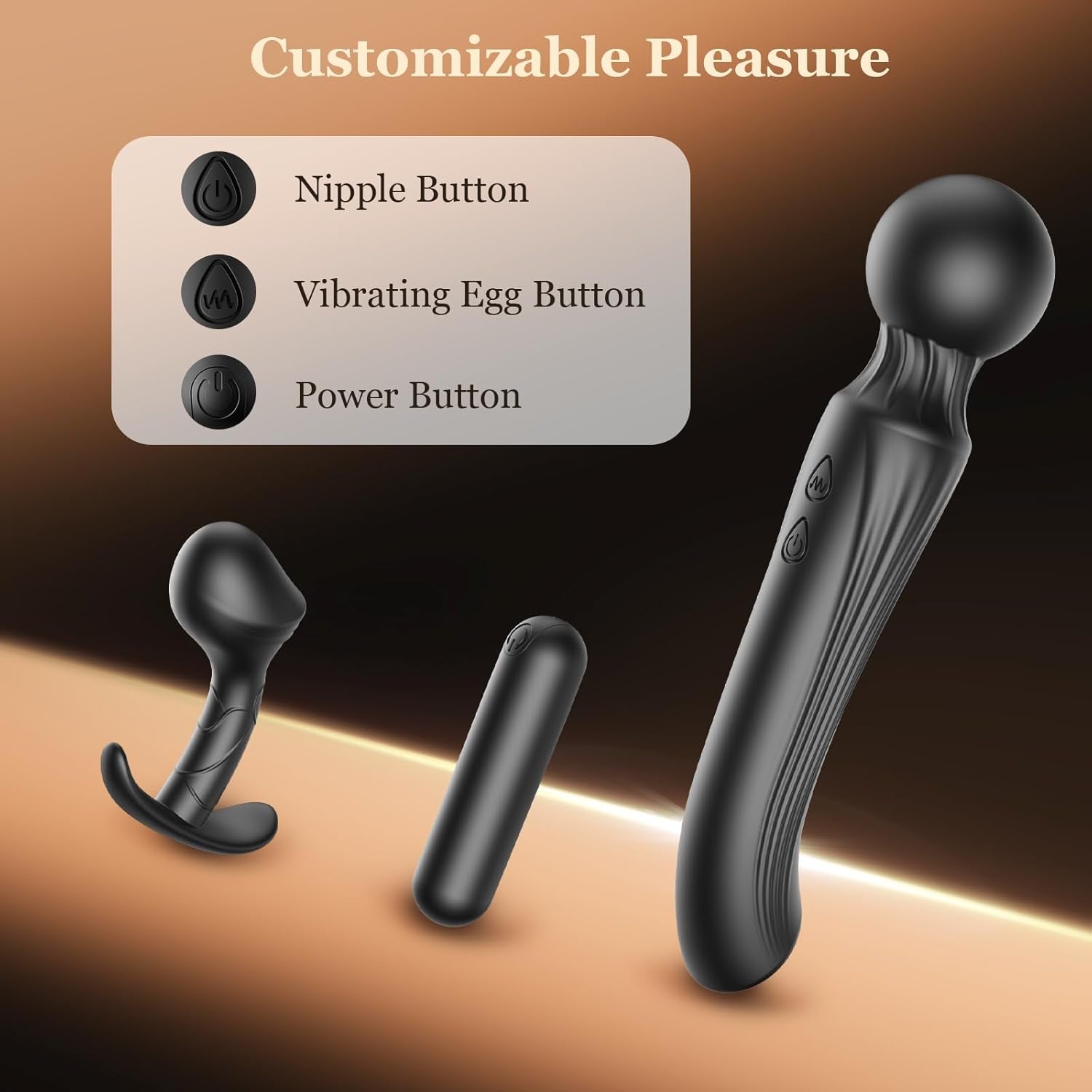Wand Vibrator Massager & Bullet Vibrator & Anal Plug Set | Powerful Vibrator for Couple with 7 Vibration Modes | Adult Toys for Clitoral Anal Stimulation | Sex Toys for Beginner Women and Couple