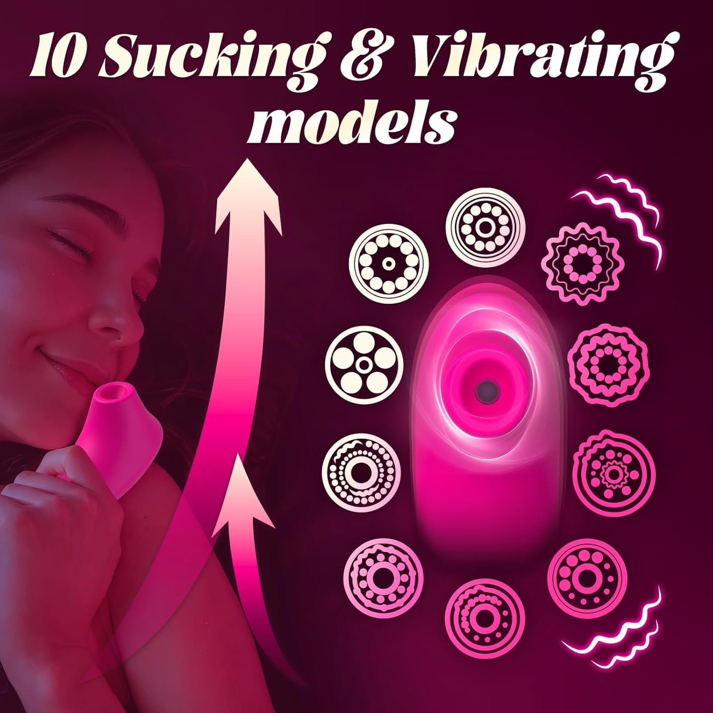 Sucking Vibrator Rose Sex Toy - Clit Sucker Vibrators with 10 Suction & Vibrating Modes for Clitoral Nipple Anal Stimulation, Adult Sex Toys for Women Female or Couples Pleasure (Pink) - SinfulX - 