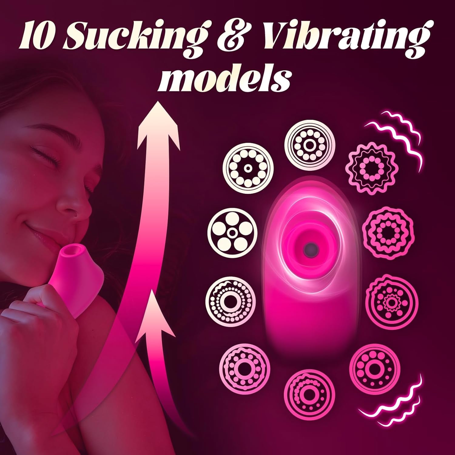 Sucking Vibrator Rose Sex Toy - Clit Sucker Vibrators with 10 Suction & Vibrating Modes for Clitoral Nipple Anal Stimulation, Adult Sex Toys for Women Female or Couples Pleasure (Pink) - SinfulX - 