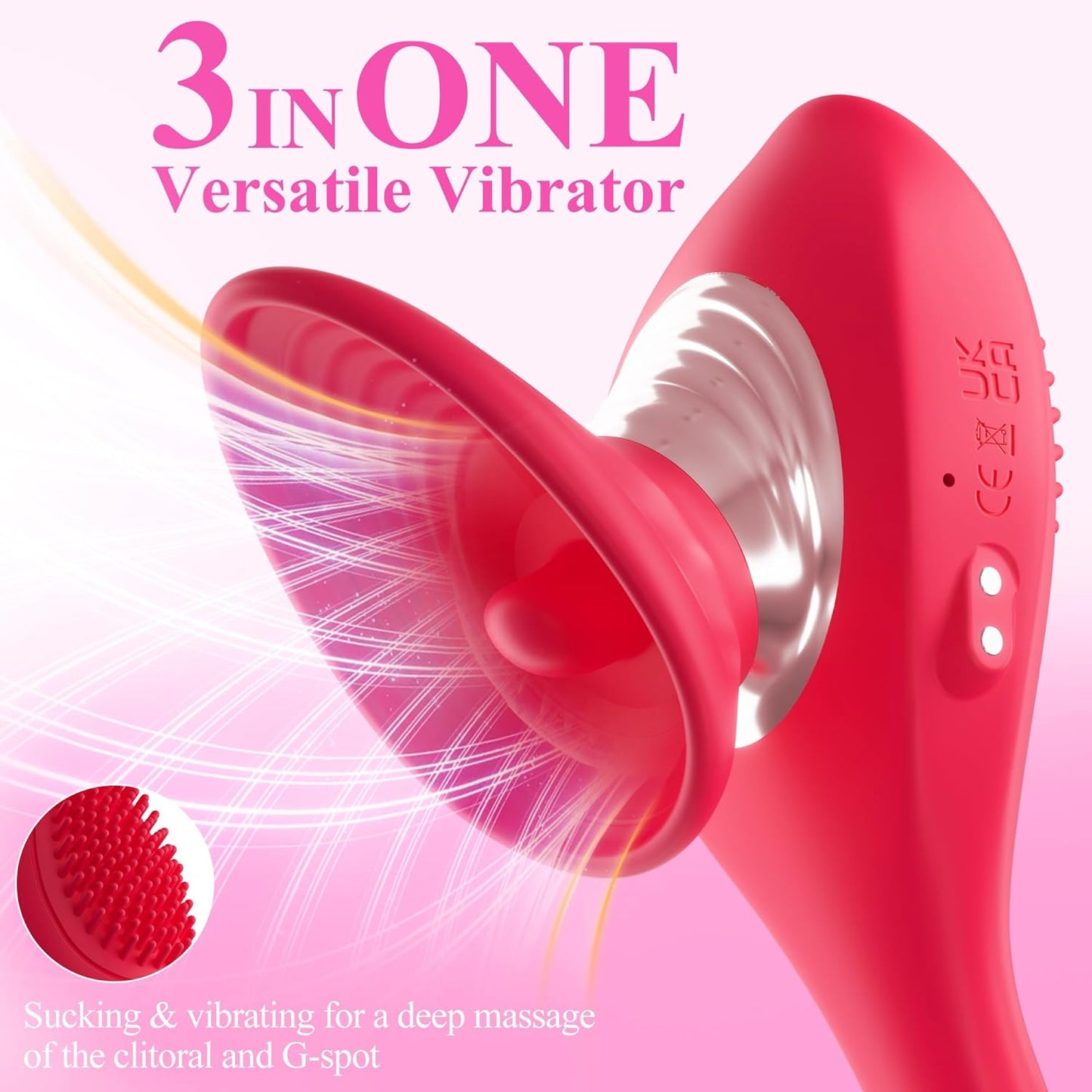Sucking Vibrator Sex Toys for Women, 3IN1 Tongue Rose Toy G Spot Clitoral Vibrators for Nipple Clit Sucker, APP Control Adult Toys Dildo with 9 Suction 9 Vibration & 9 Vibrating Brush Modes - SinfulX - 